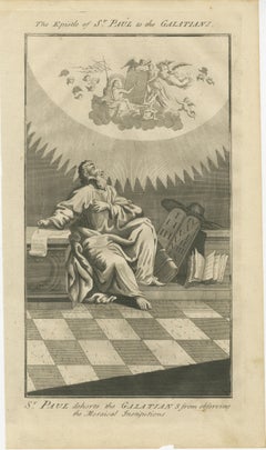 St. Paul to Galatians – Rejecting Mosaic Law, Antique Engraving c.1735