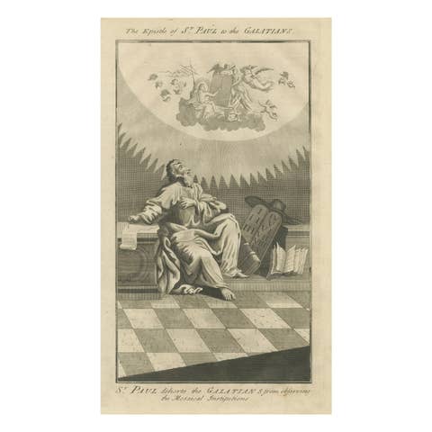 St. Paul to Galatians – Rejecting Mosaic Law, Antique Engraving c.1735