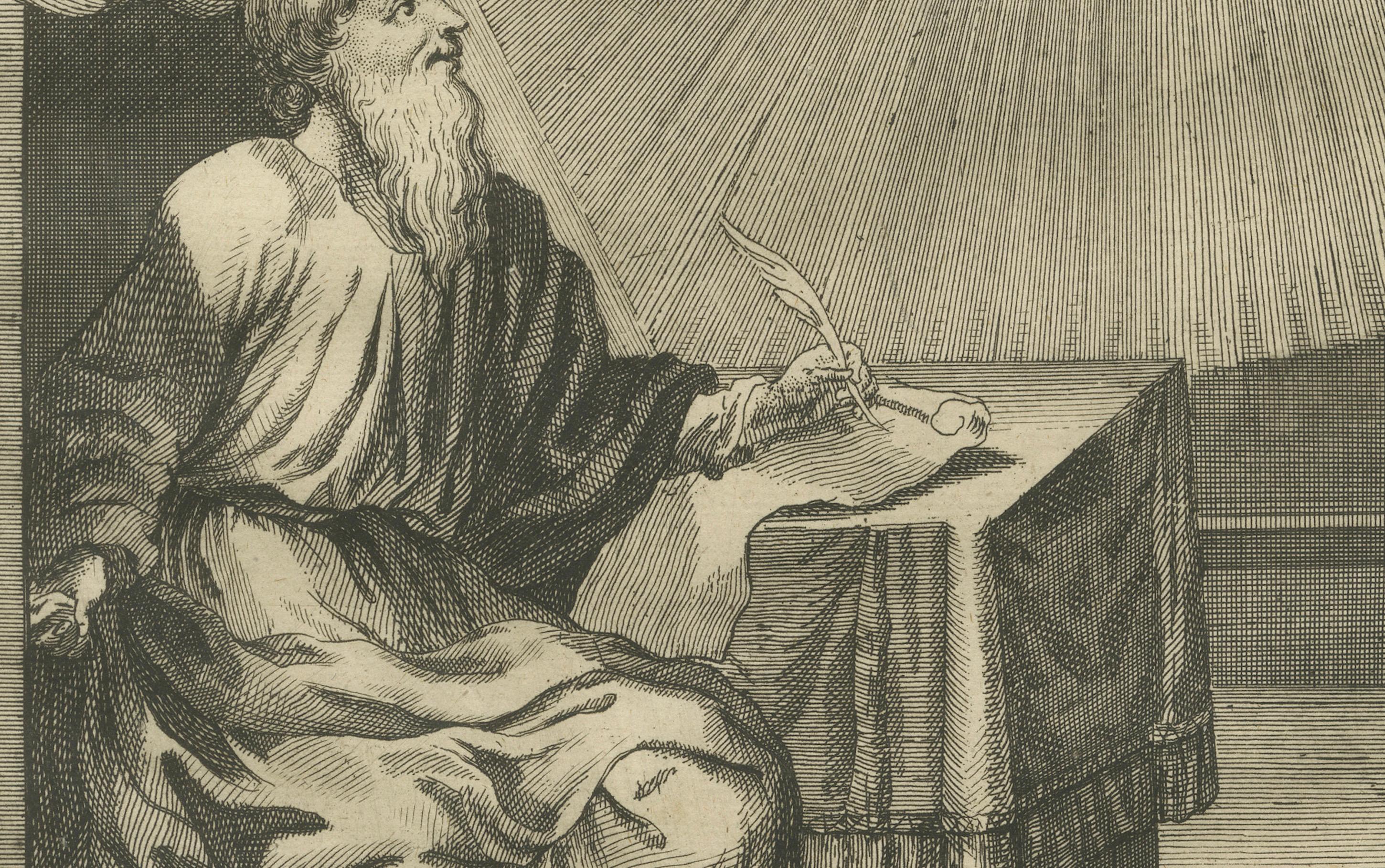 Engraved St. Paul to Romans – Justification by Faith, Antique Engraving c.1735 For Sale