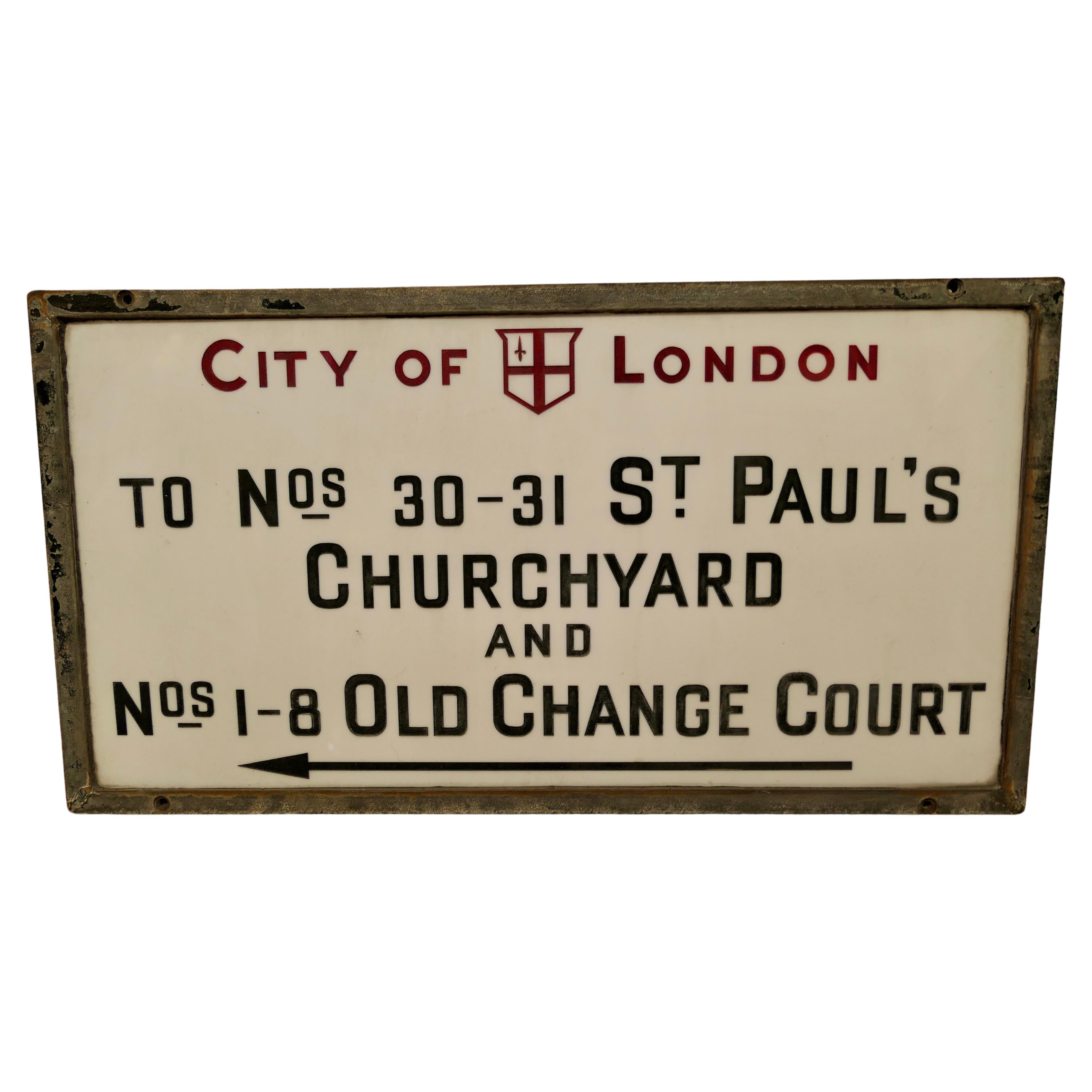 St Paul’s Churchyard, City of London Glass Edwardian Street Sign