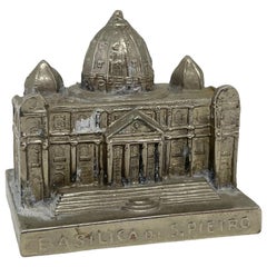 St. Peter Cathedral Church Souvenir Building Antique, Italy, Rome, 1960s