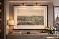St Peter’s Basilica and Vatican Palace Panorama, Rome – Benoist 1869 Lithograph