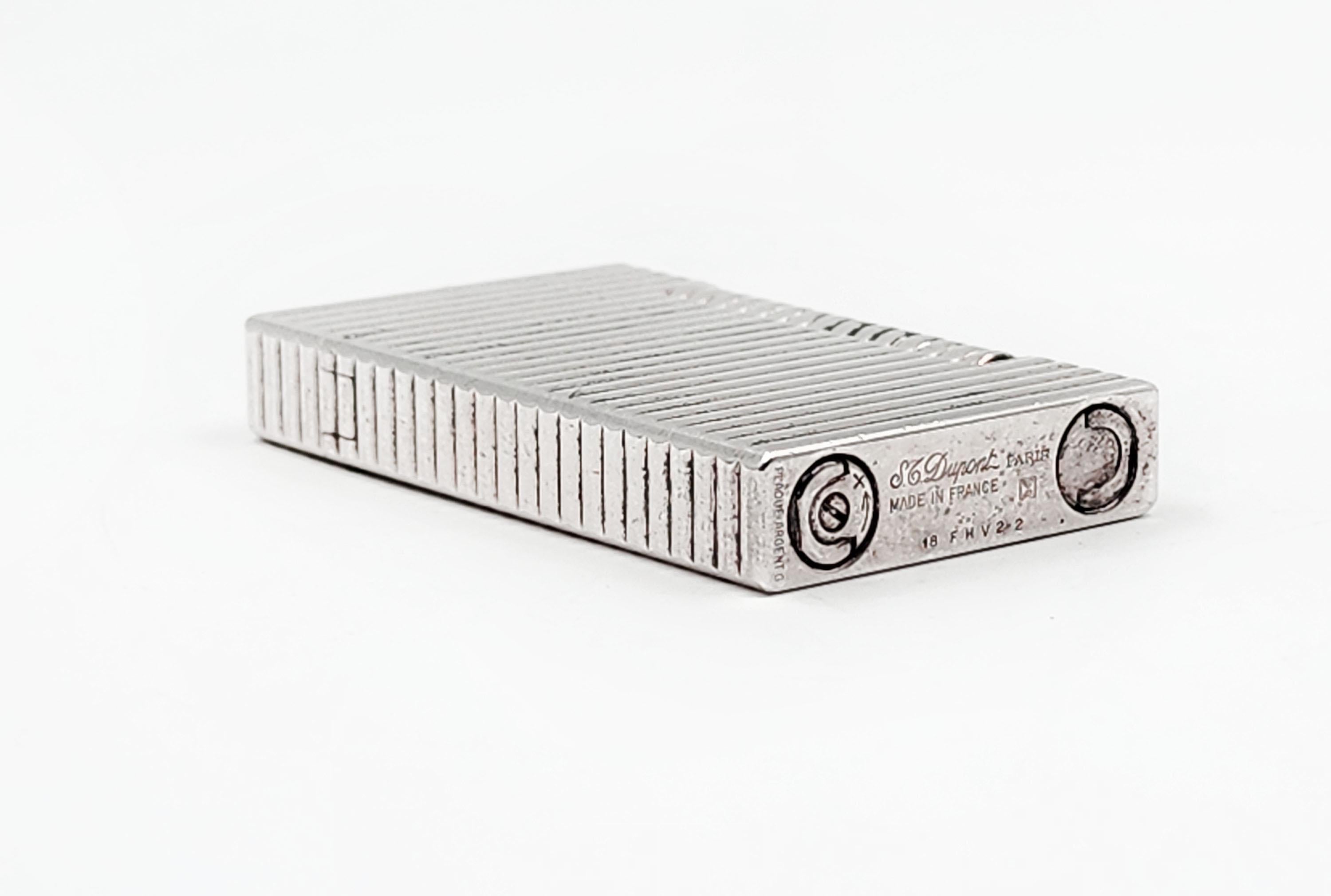 French S.T. Silver Dupont Briquet De Poche Gas Lighter