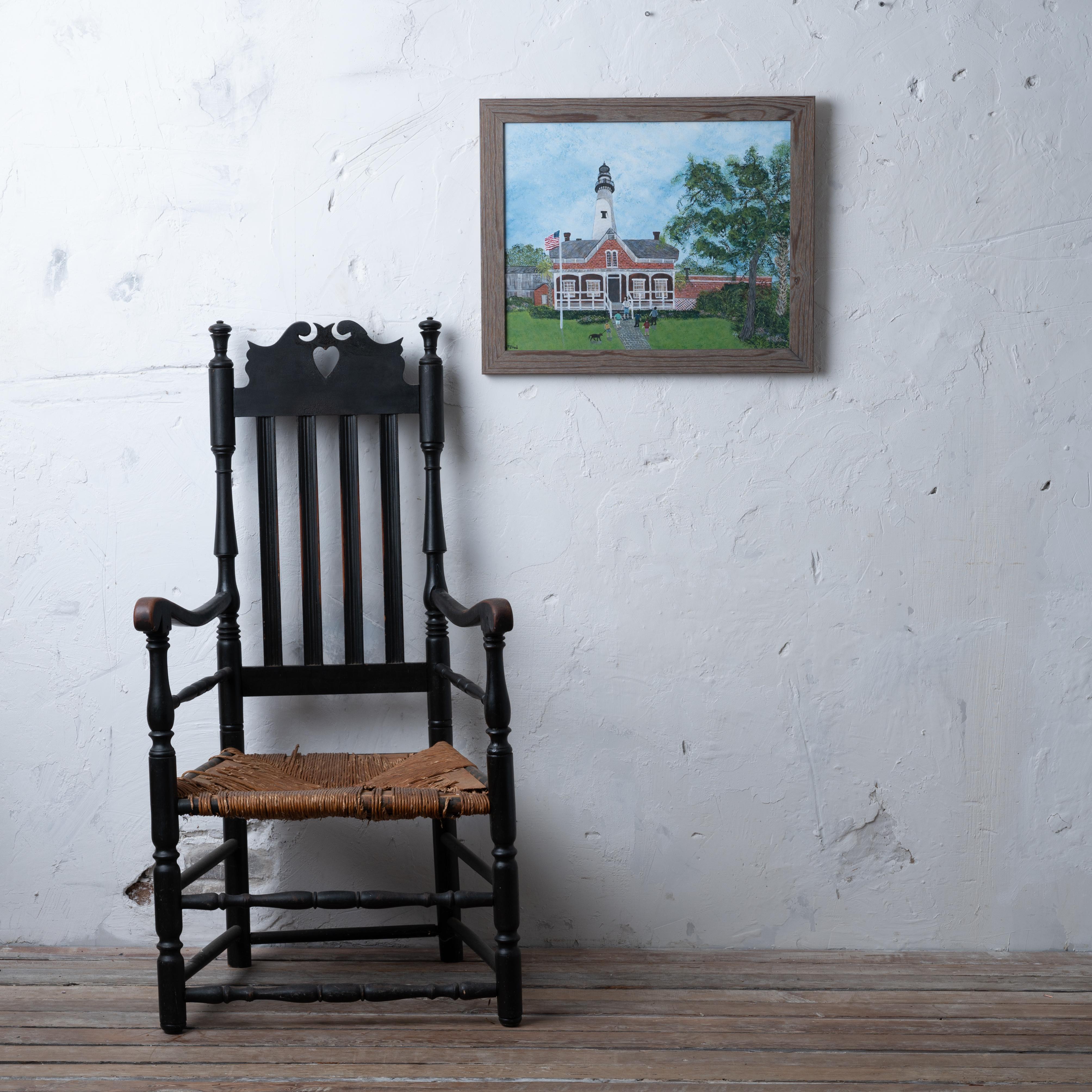 American St. Simons Island Lighthouse Folk Art Painting - J.T. Elrod