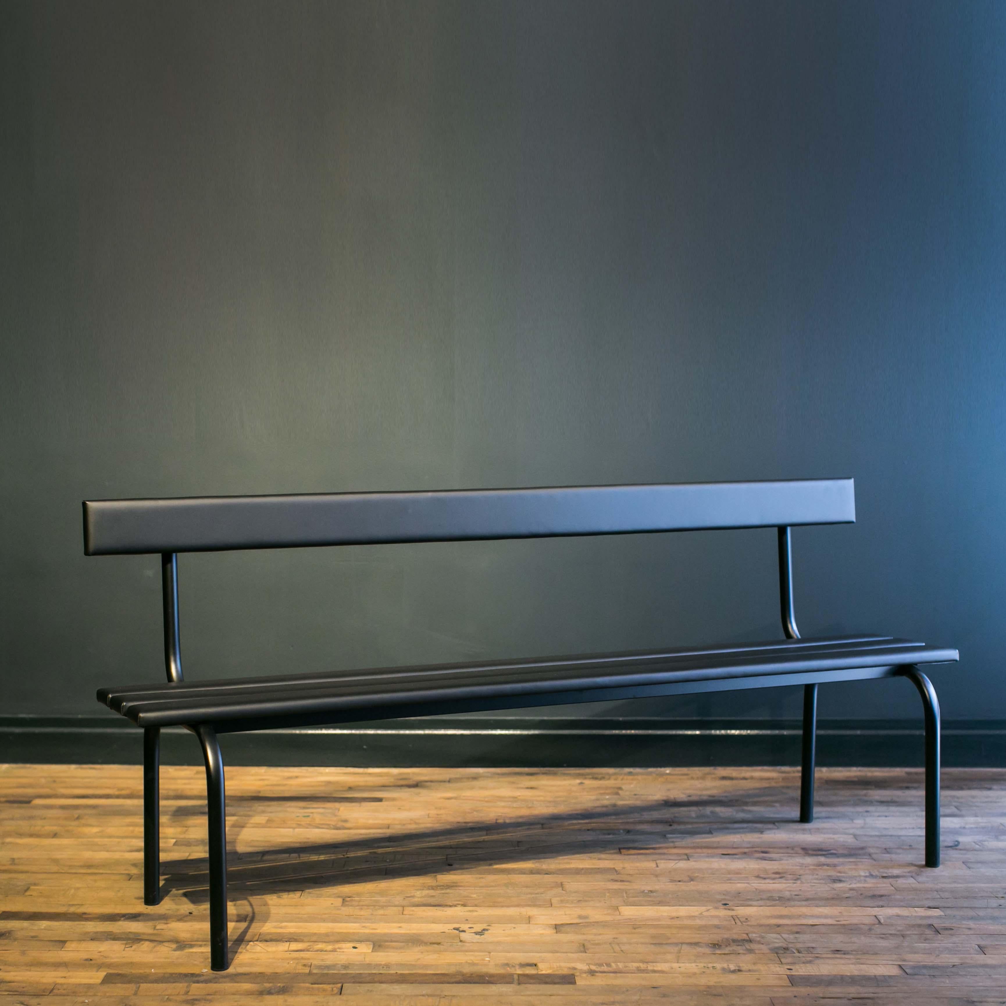 Leather Bench St Sulpice by Eric Chevallier In New Condition For Sale In New York, NY