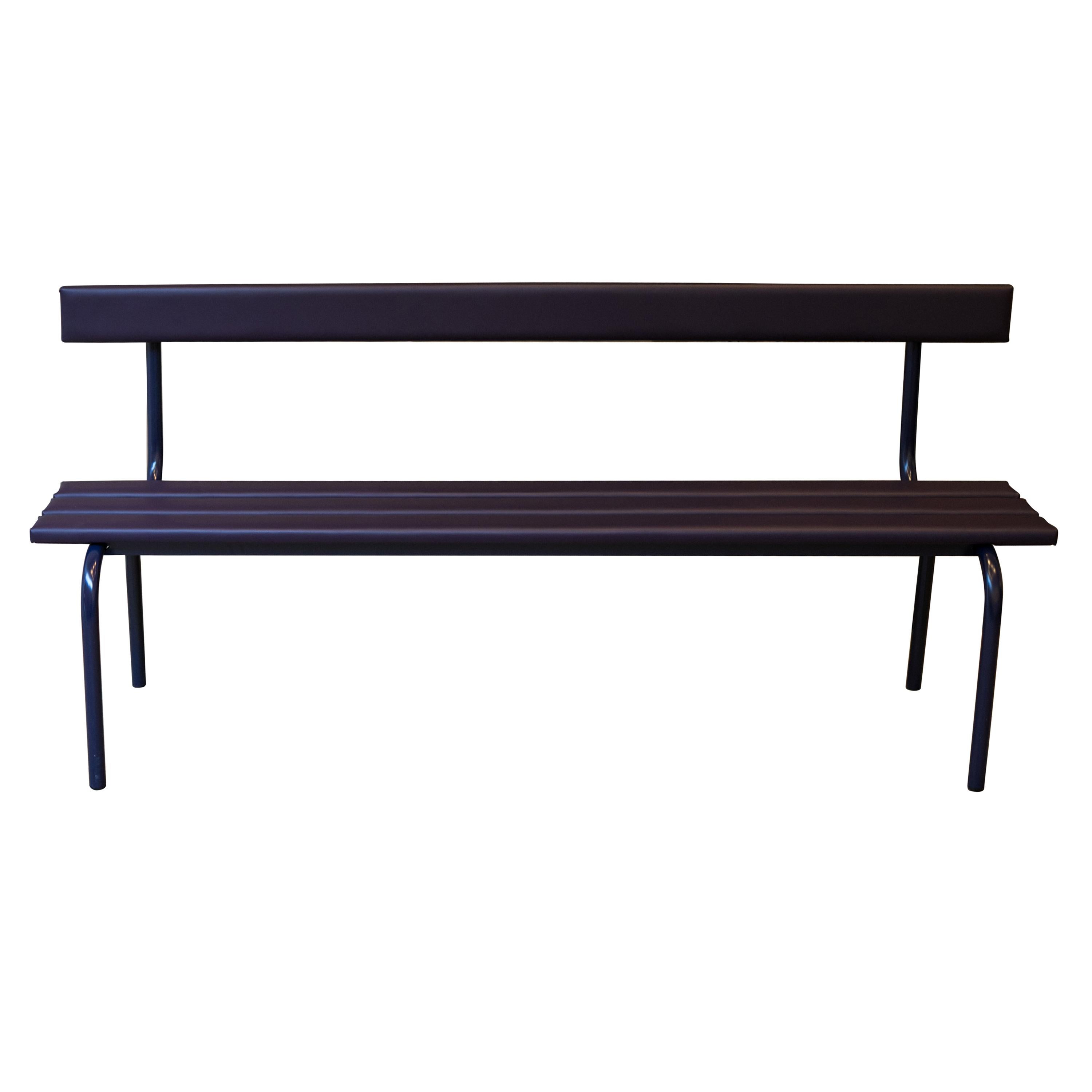 Leather Bench St Sulpice by Eric Chevallier For Sale