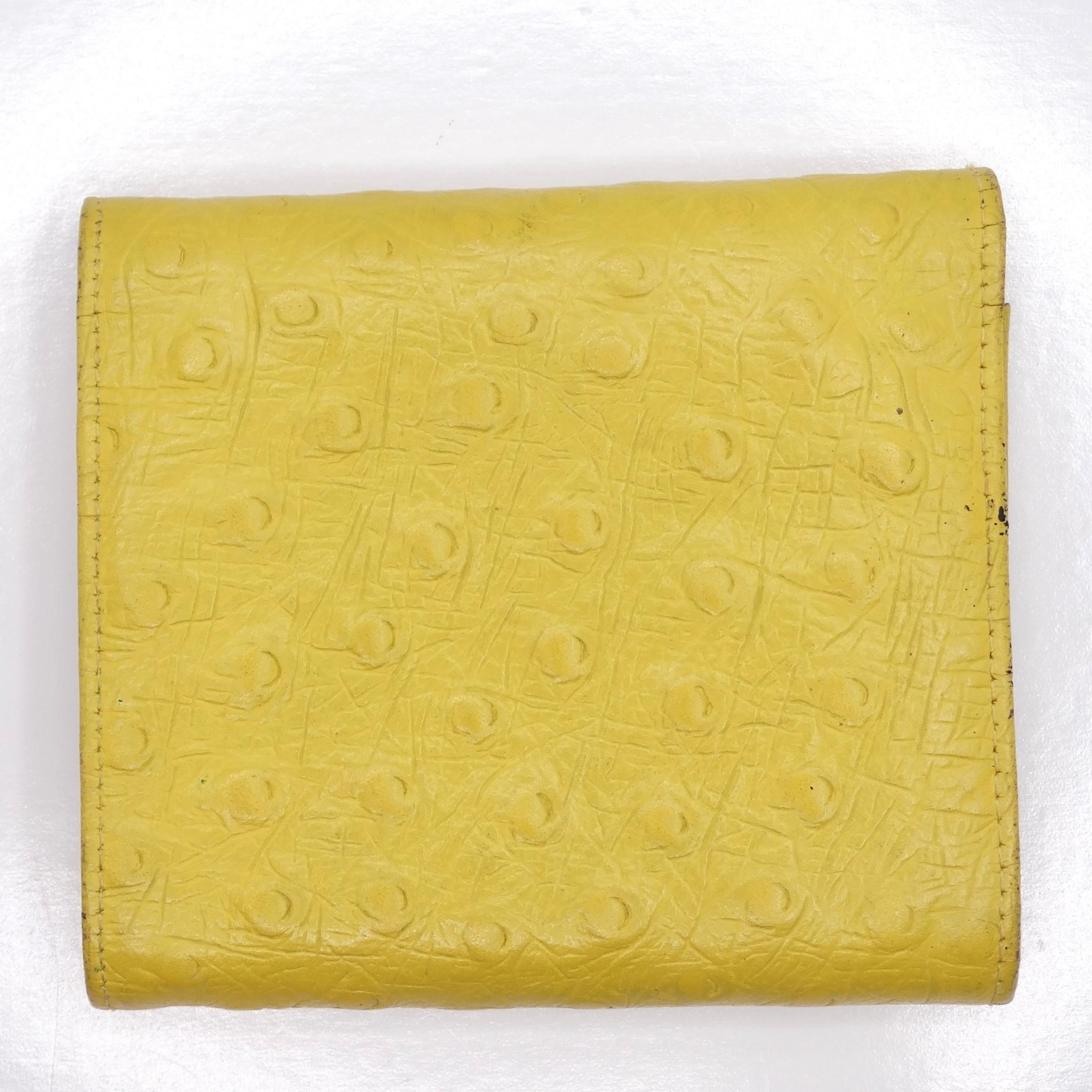 Introducing the St. Thomas Yellow Calf Leather 1960s Wallet, a timeless and elegant accessory that combines classic style with thoughtful functionality. Crafted from luxurious bright yellow calfskin leather, this mini square wallet exudes