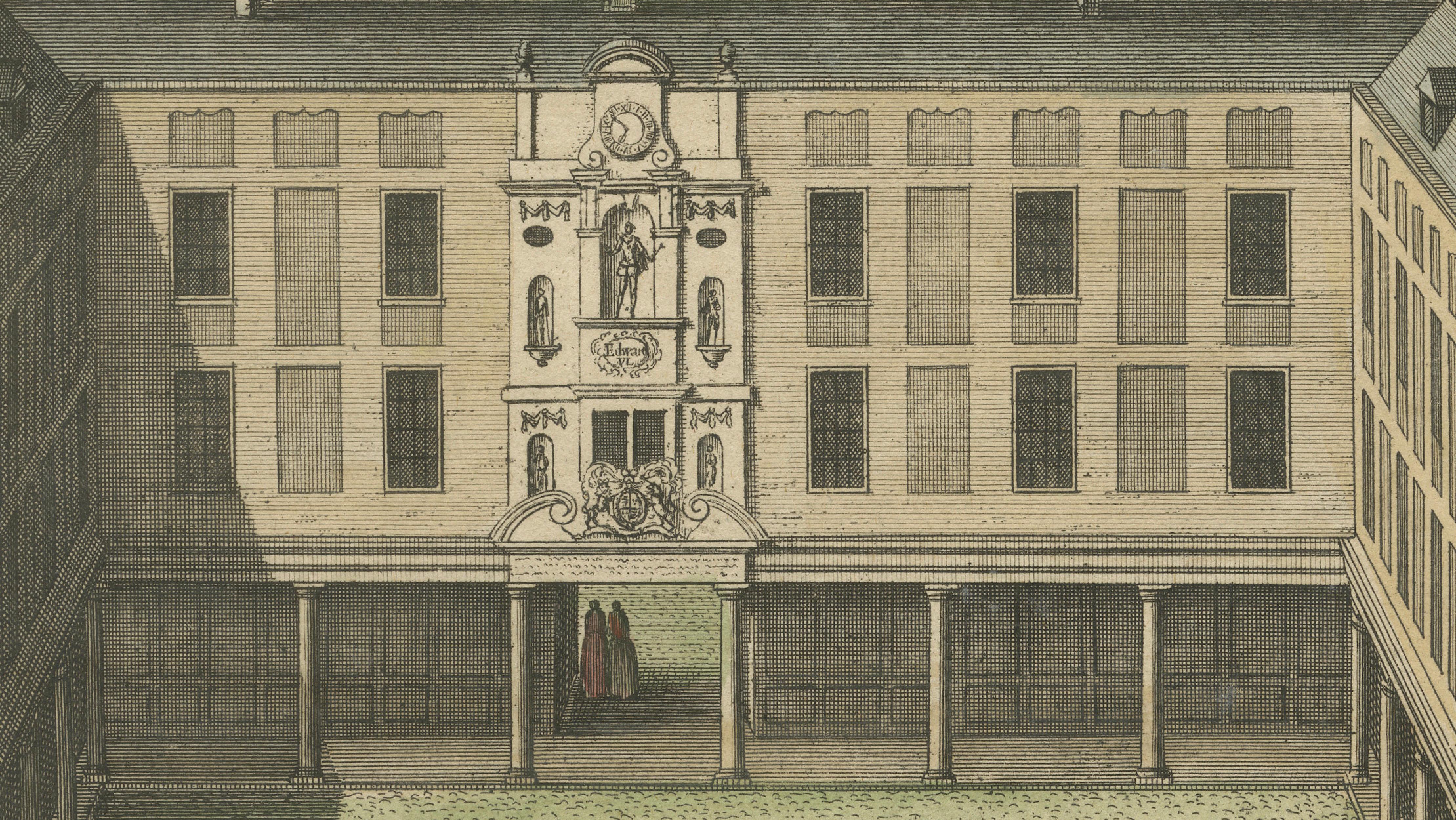 St Thomas’s Hospital London, 18thC Bird’s-Eye View Engraving, Toms, c.1750