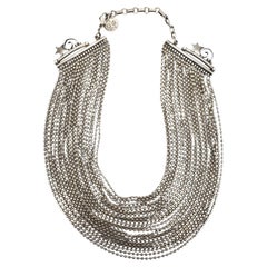 Vintage St. Tropez Multi-Strand Bead Ball Chain Collar Necklace #21282