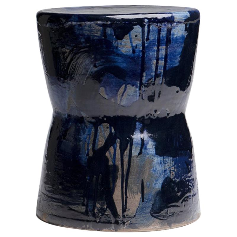 ST03 Glazed Stoneware Stool by Pascale Girardin For Sale