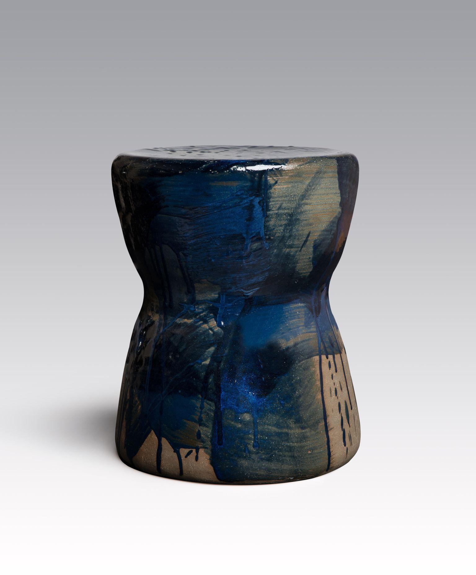 Modern ST11 Glazed Stoneware Stool by Pascale Girardin For Sale
