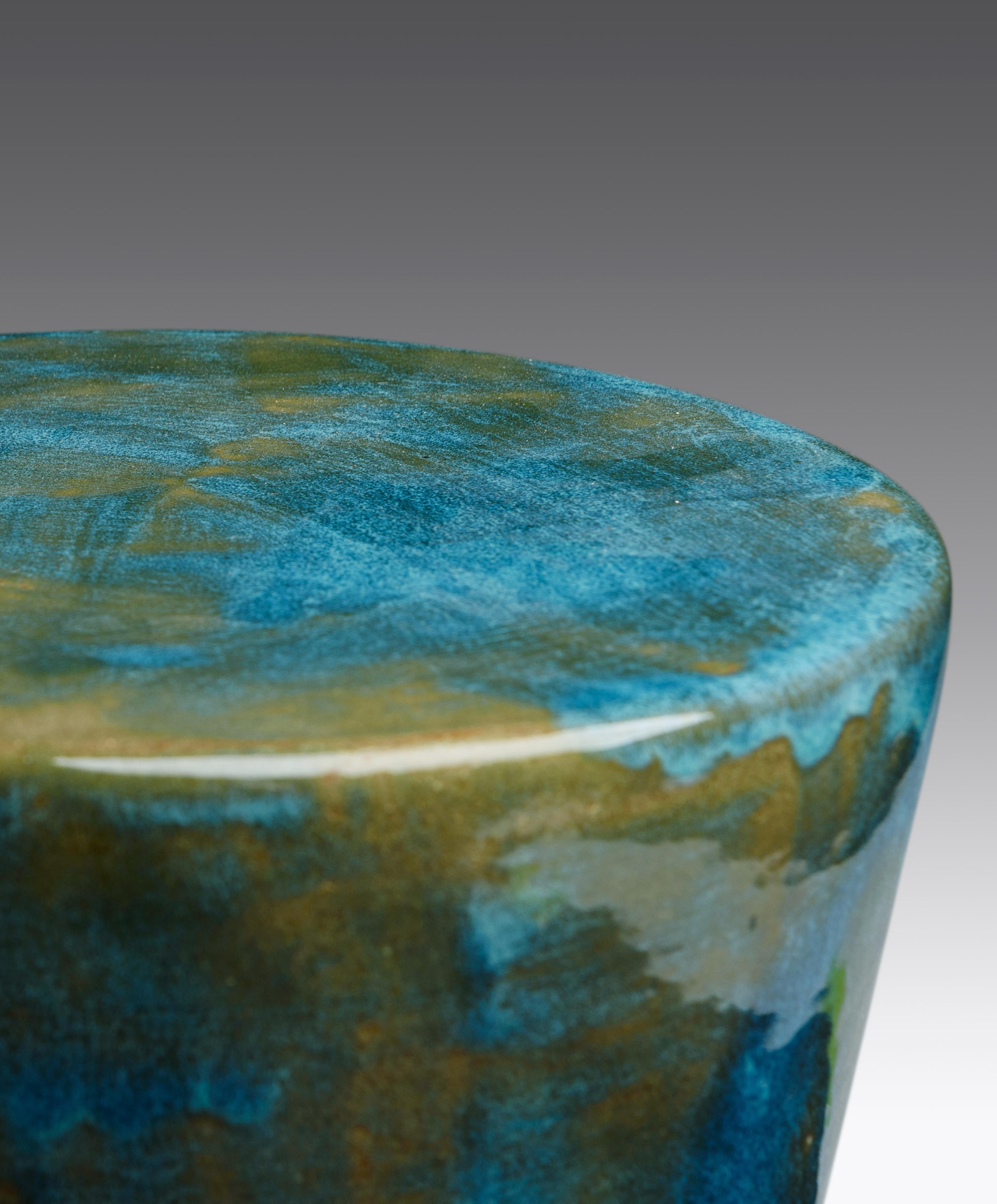 Modern ST29 Glazed Stoneware Stool by Pascale Girardin For Sale