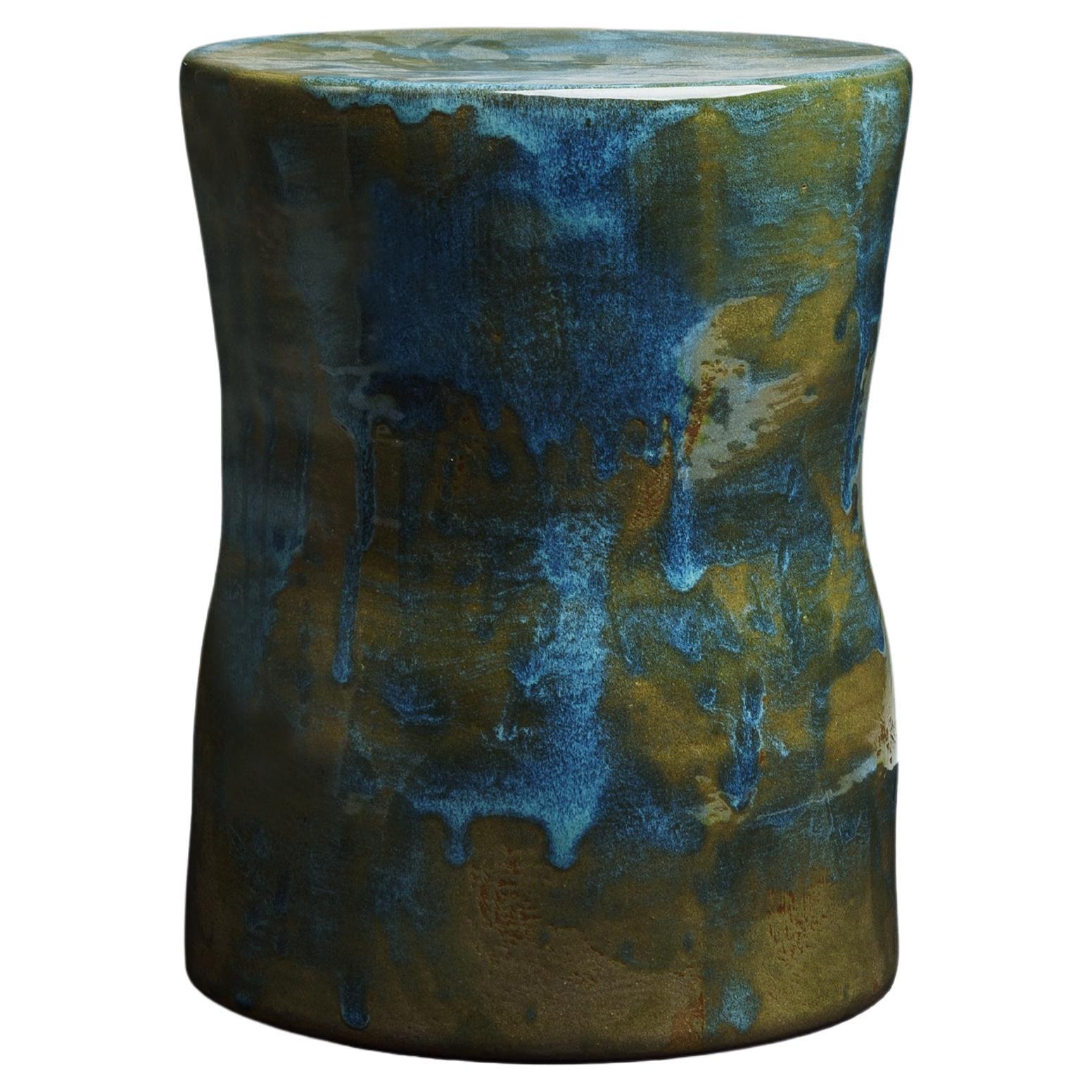 ST29 Glazed Stoneware Stool by Pascale Girardin For Sale