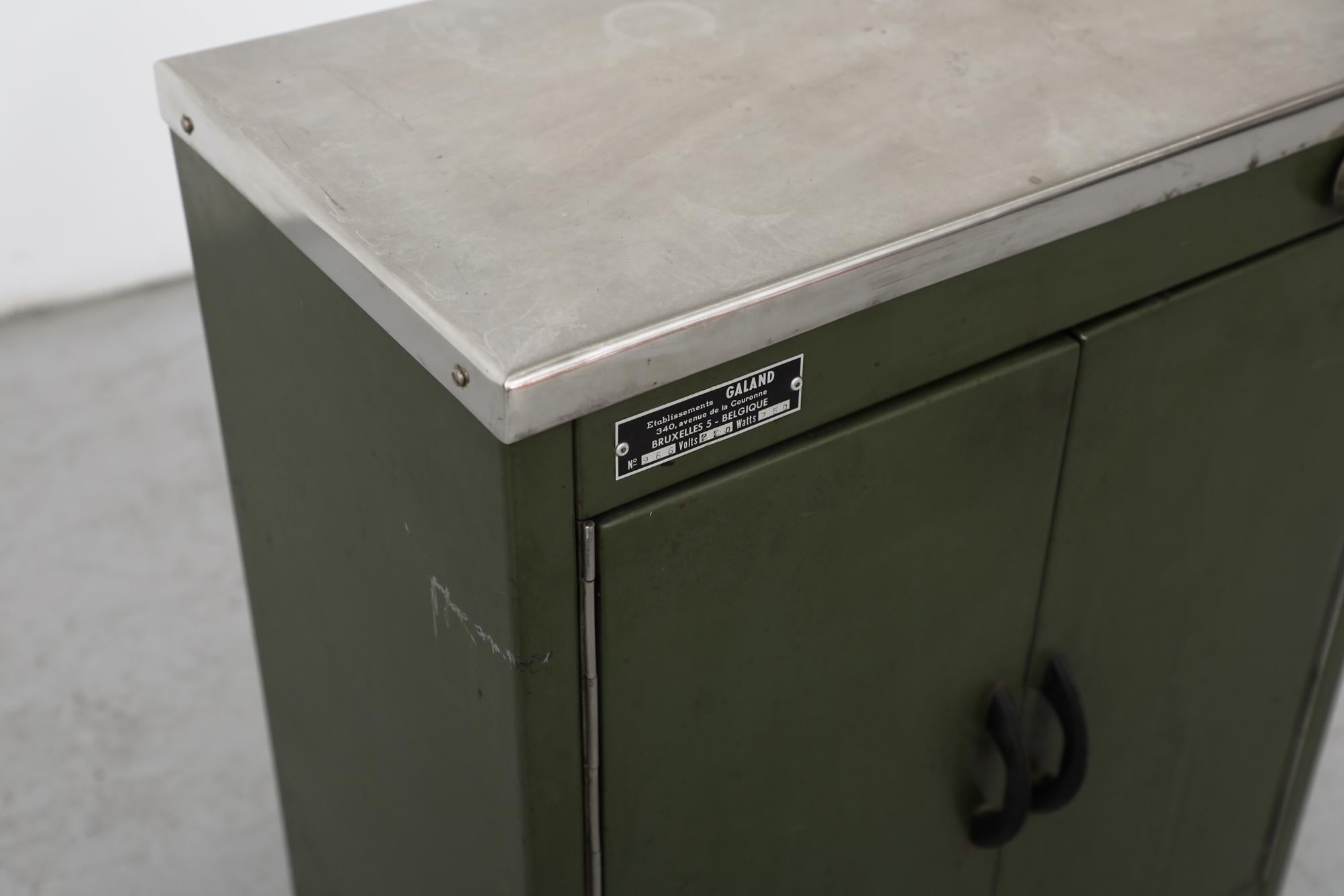 ST305 SM Belgian Green Enameled Metal Cabinet For Sale 6
