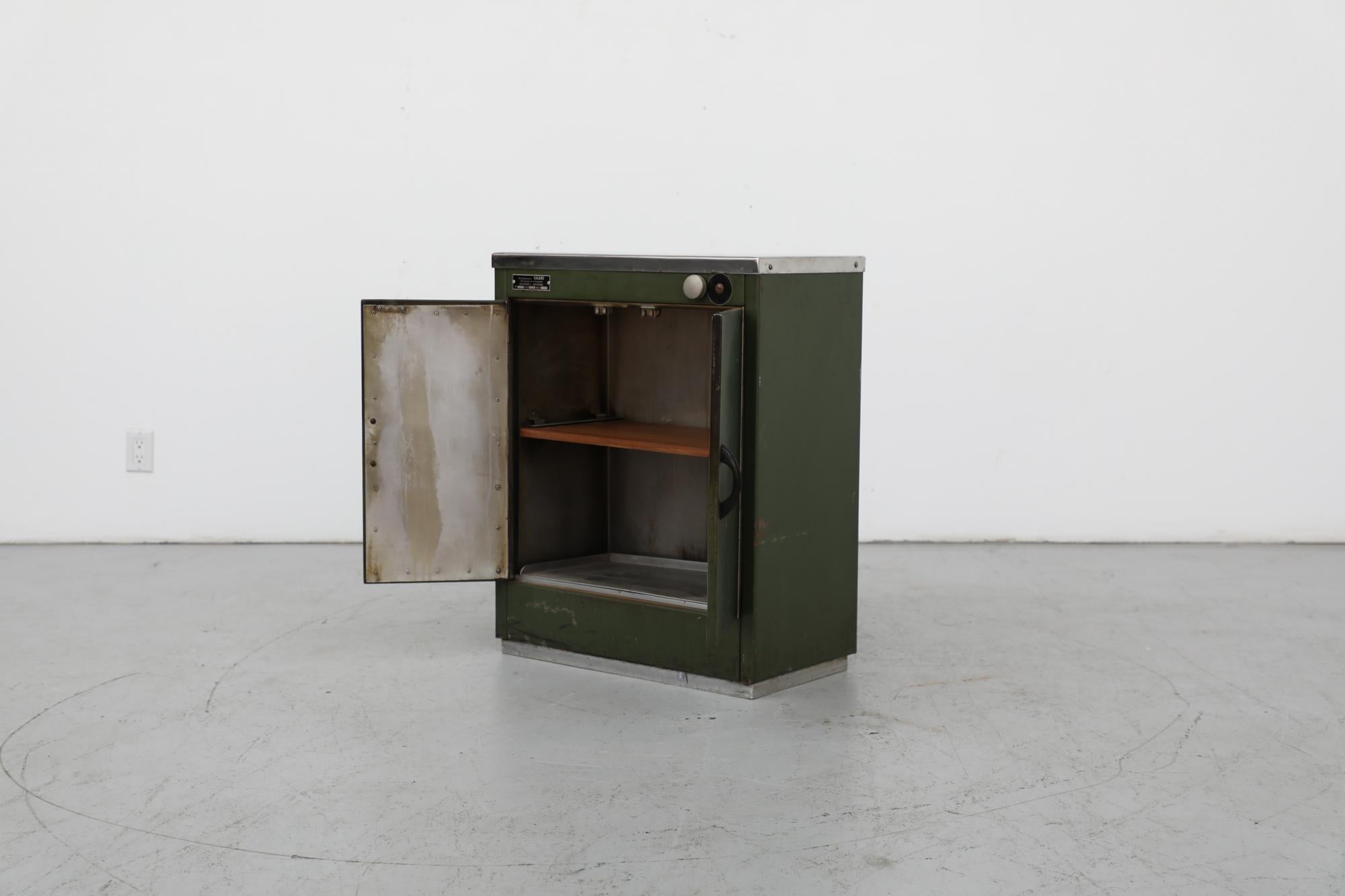 Mid-Century Modern ST305 SM Belgian Green Enameled Metal Cabinet For Sale