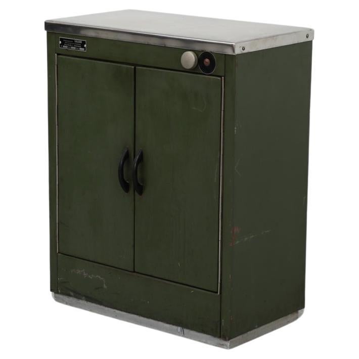 ST305 SM Belgian Green Enameled Metal Cabinet For Sale