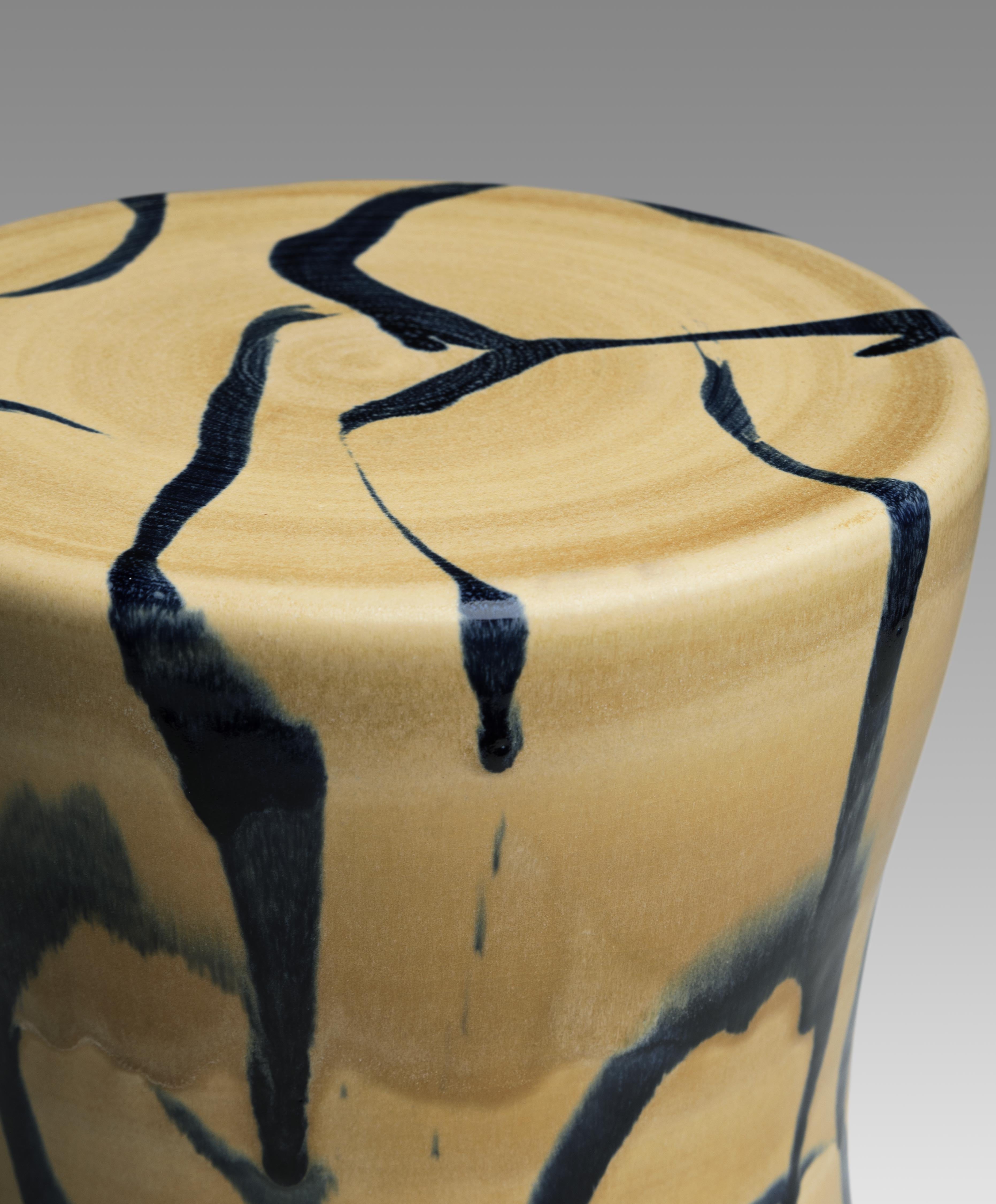 Modern ST38 Glazed Stoneware Stool by Pascale Girardin For Sale