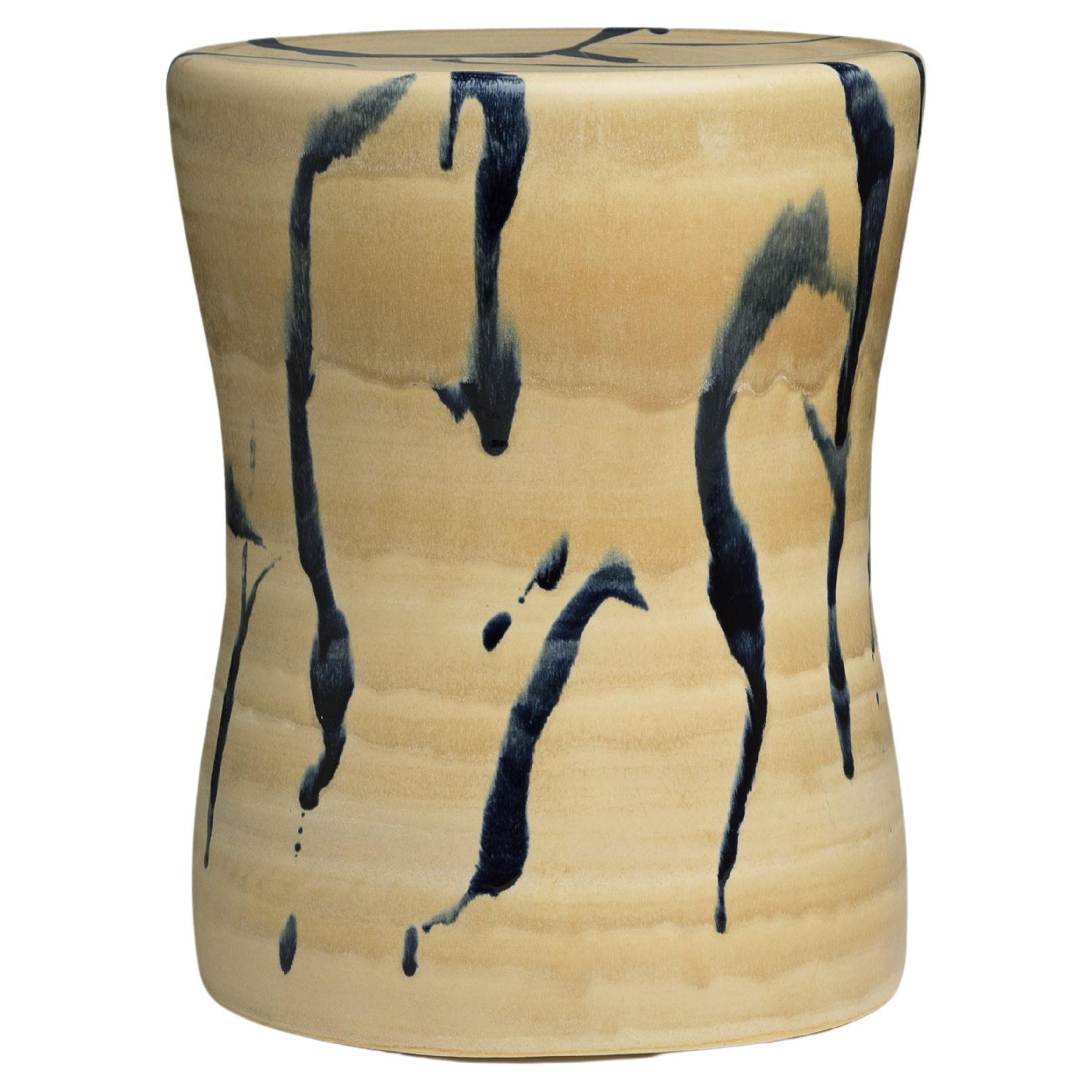 ST38 Glazed Stoneware Stool by Pascale Girardin For Sale