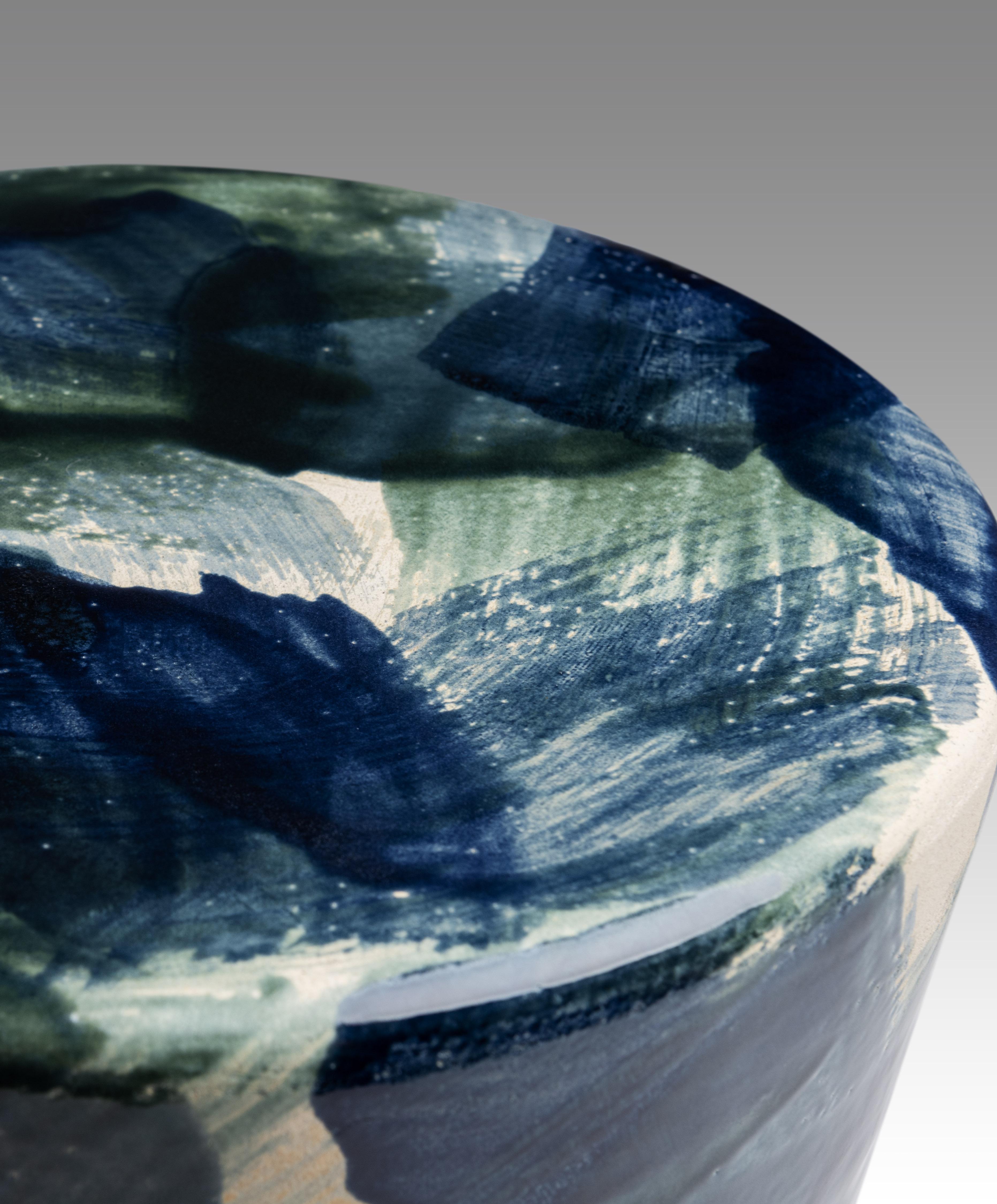 Modern ST81 Glazed Stoneware Stool by Pascale Girardin For Sale