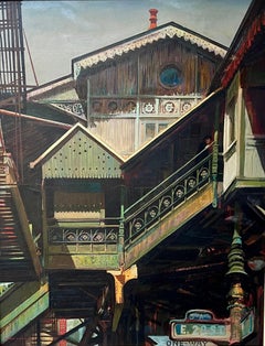 "Time Remembered" Mid 20th Century NYC Modern American Scene WPA El Railway 1940