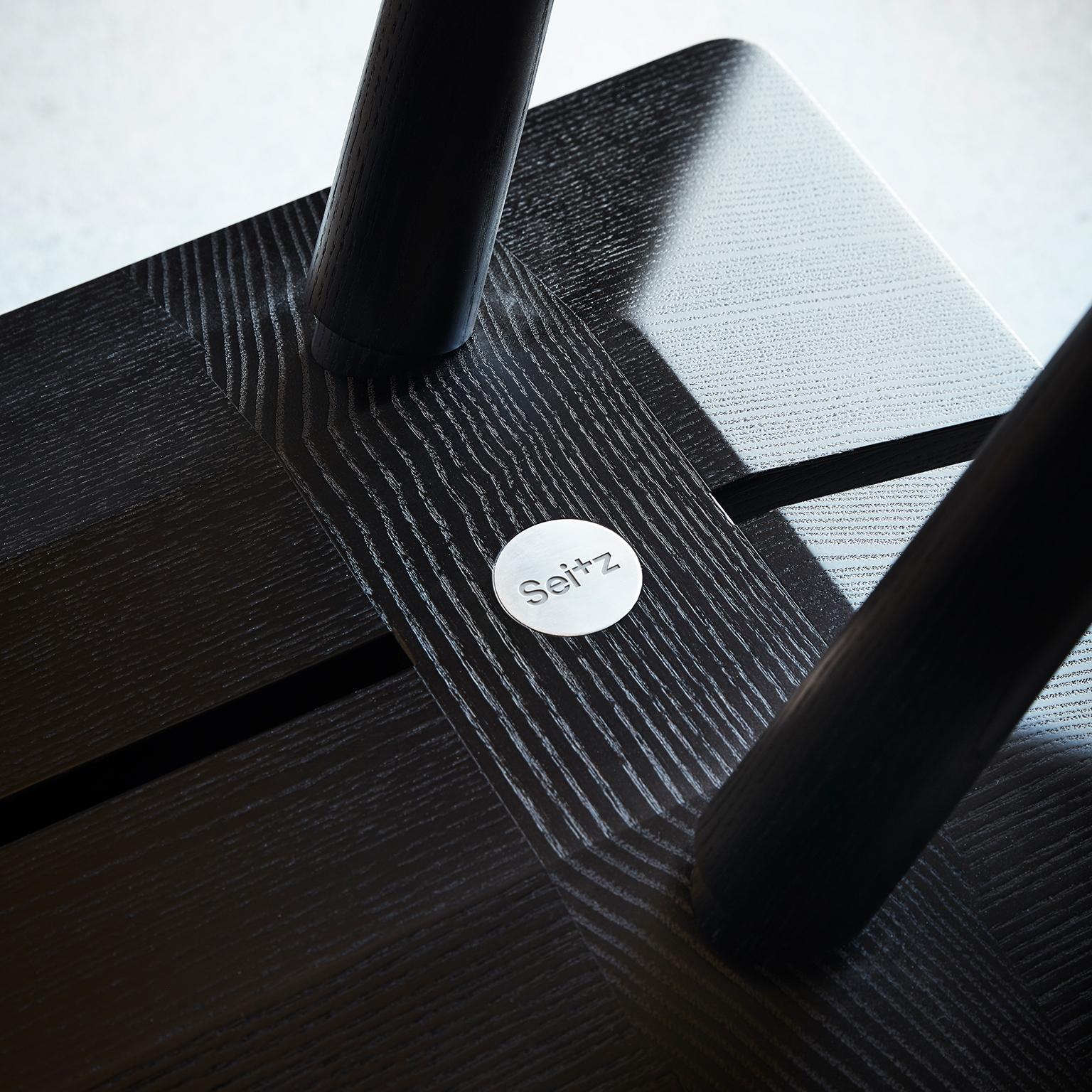 Modern Swiss Bench in Black Ebonized Solid European Ash For Sale