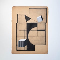 Stabile Engraving and Collage, Abstract Art by Soizic Menut 2024