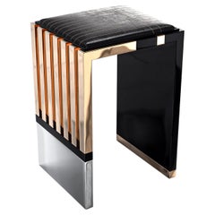 "Stabilità" Bar Stool with Stainless Steel and Bronze, Istanbul