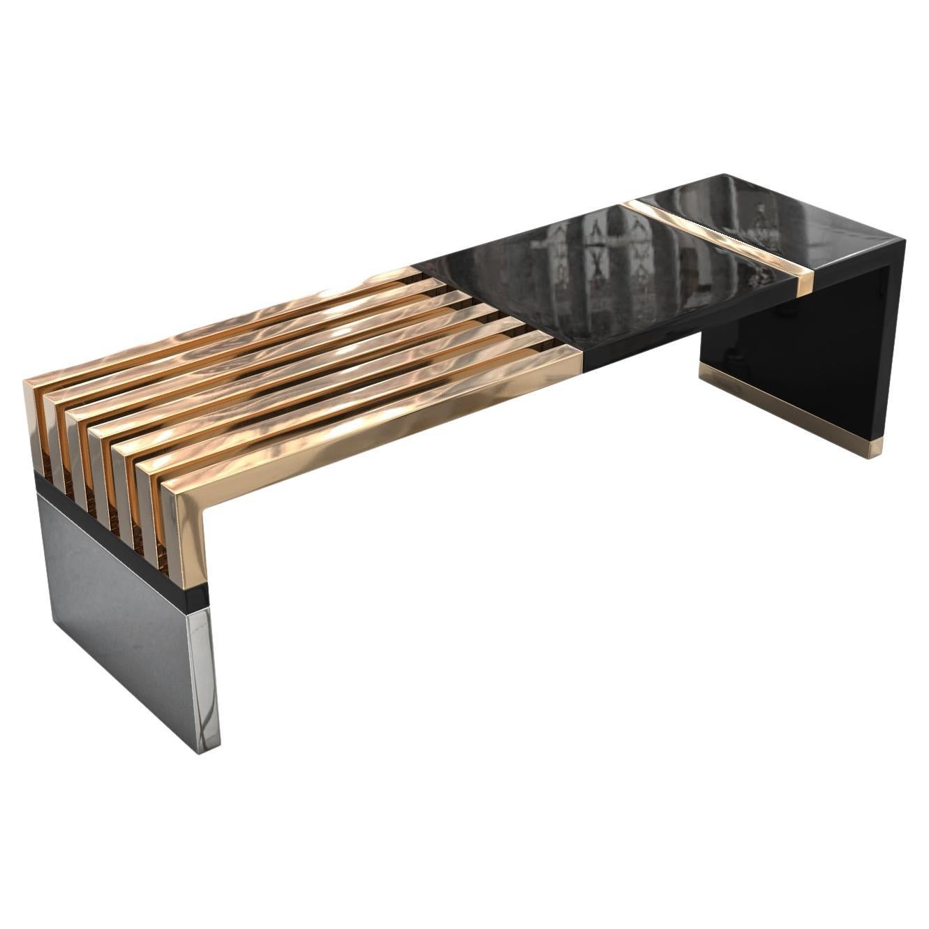 "Stabilità" Bench with Bronze and Stainless Steel, Hand Crafted, Istanbul For Sale