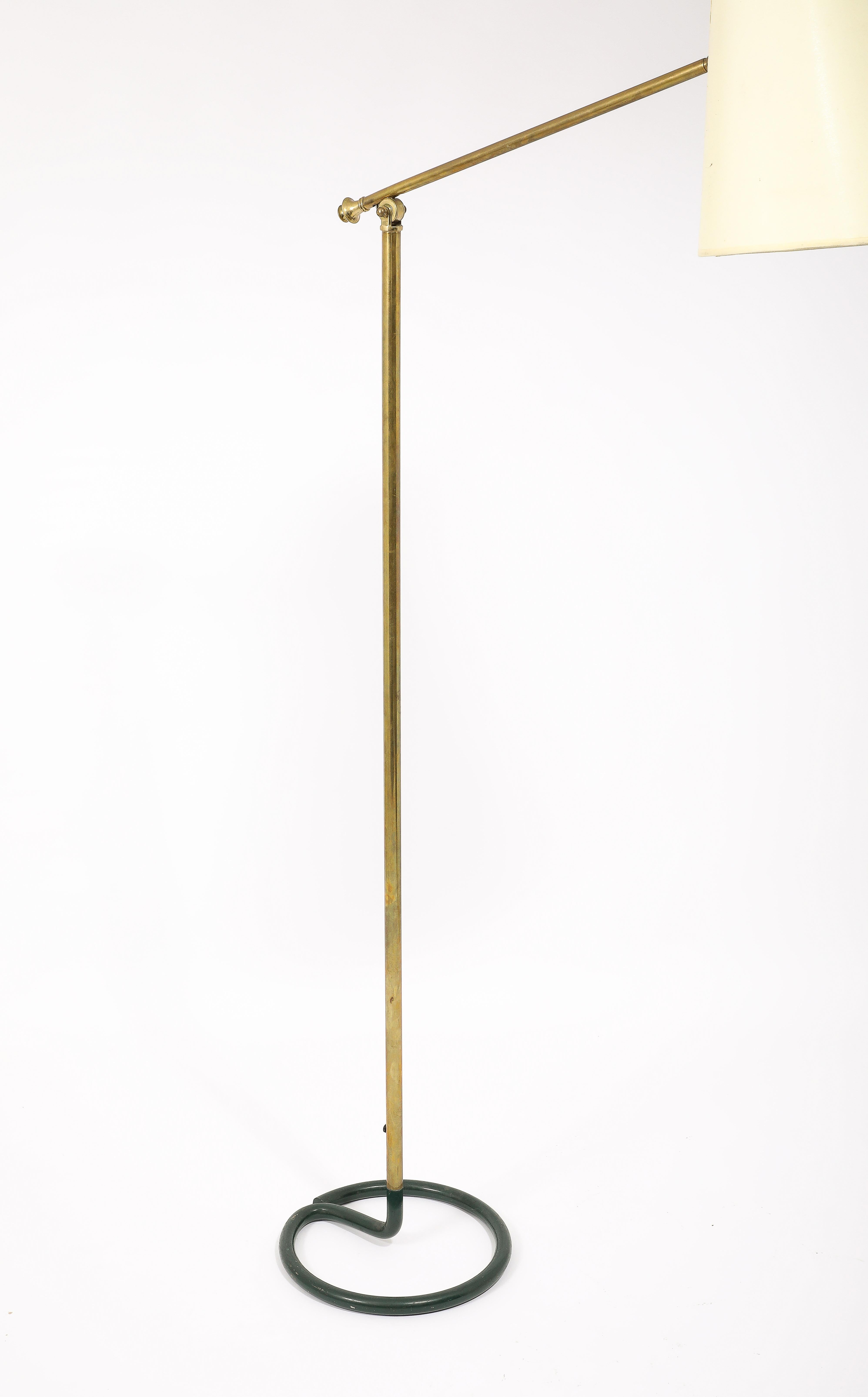Stablet Hunter Green & Brass Floor Lamps, France 1950's For Sale 5