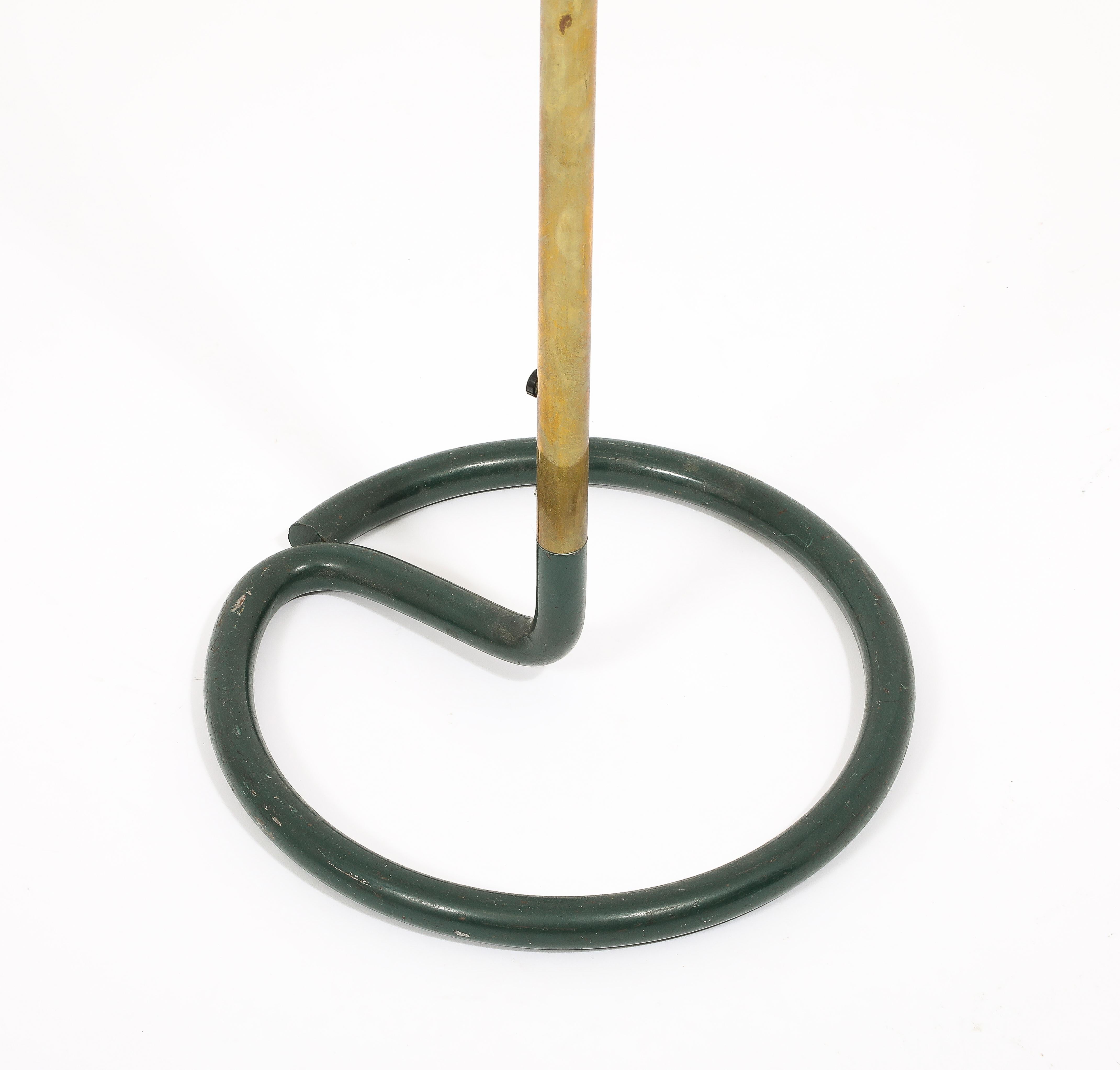 Stablet Hunter Green & Brass Floor Lamps, France 1950's For Sale 6