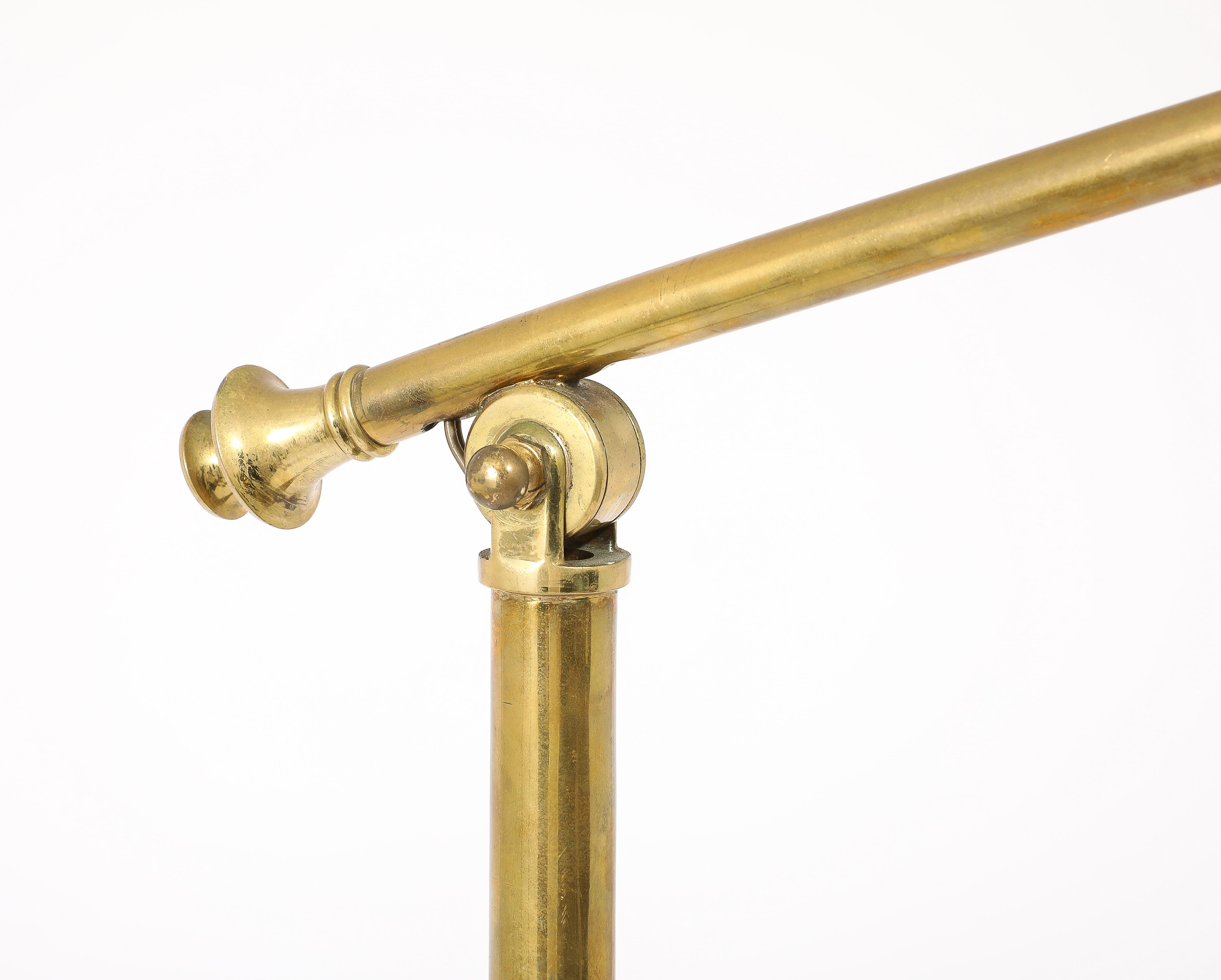 Stablet Hunter Green & Brass Floor Lamps, France 1950's For Sale 7