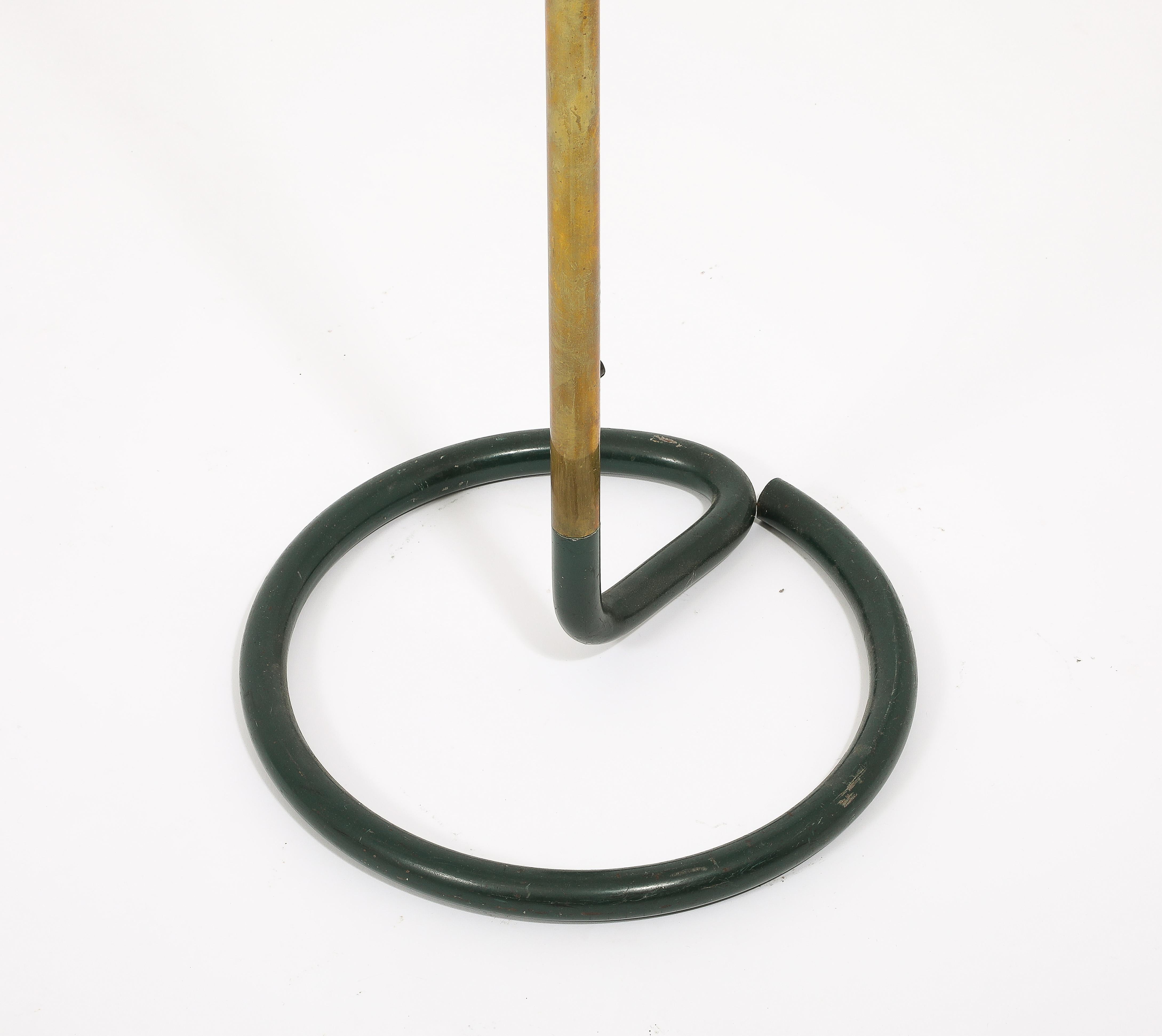 Stablet Hunter Green & Brass Floor Lamps, France 1950's For Sale 1