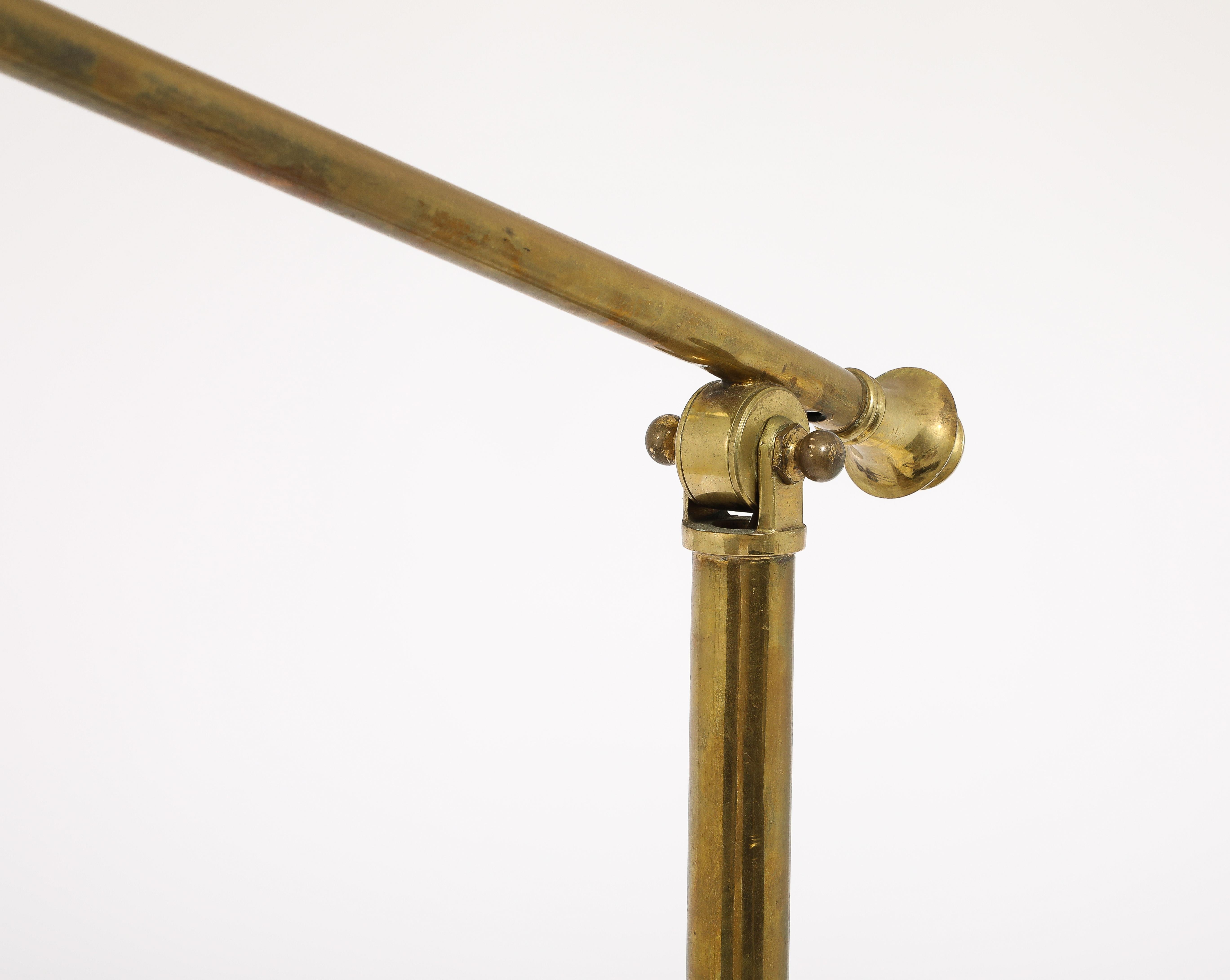 Stablet Hunter Green & Brass Floor Lamps, France 1950's For Sale 2