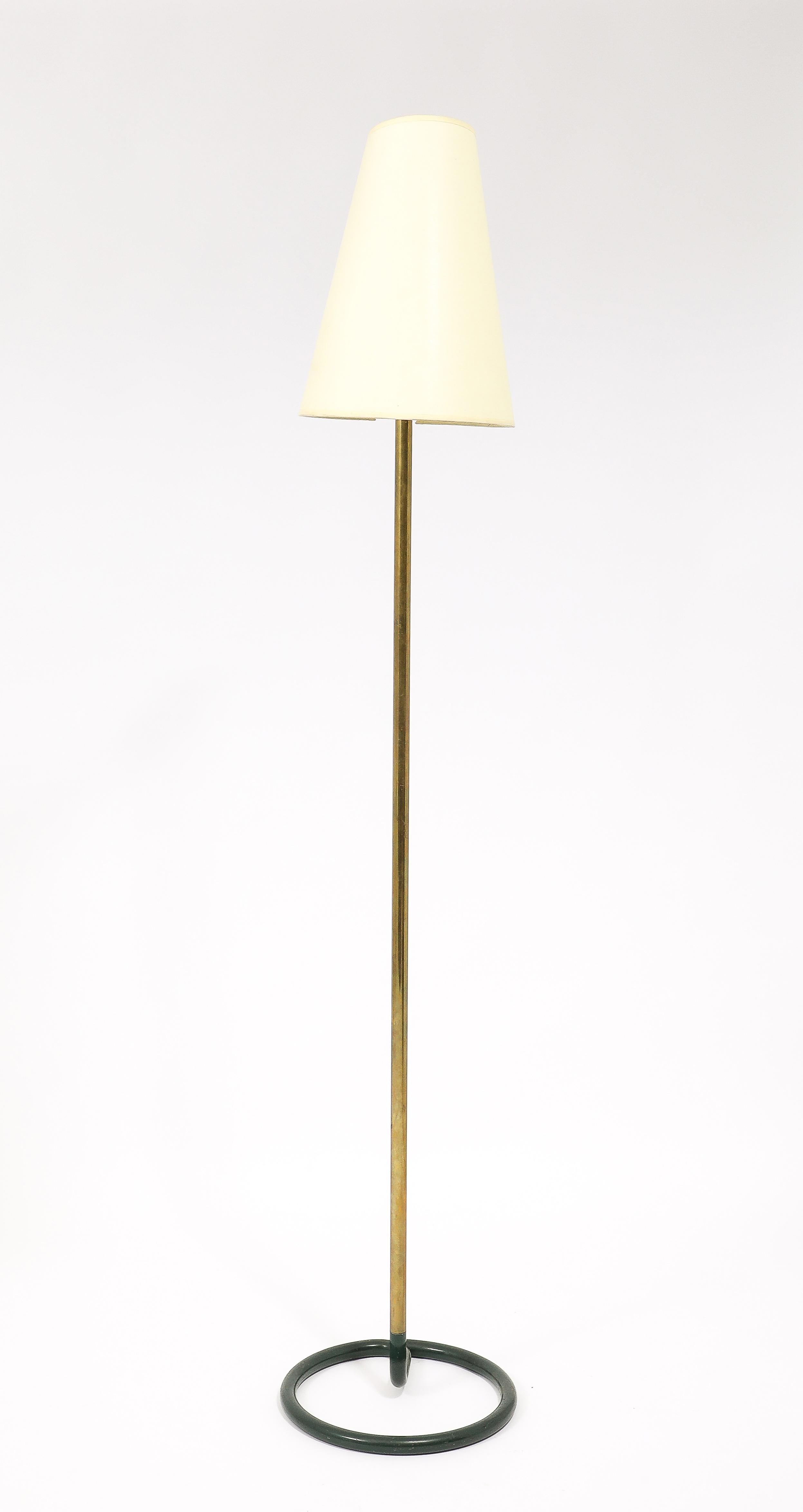 Stablet Hunter Green & Brass Floor Lamps, France 1950's For Sale 3