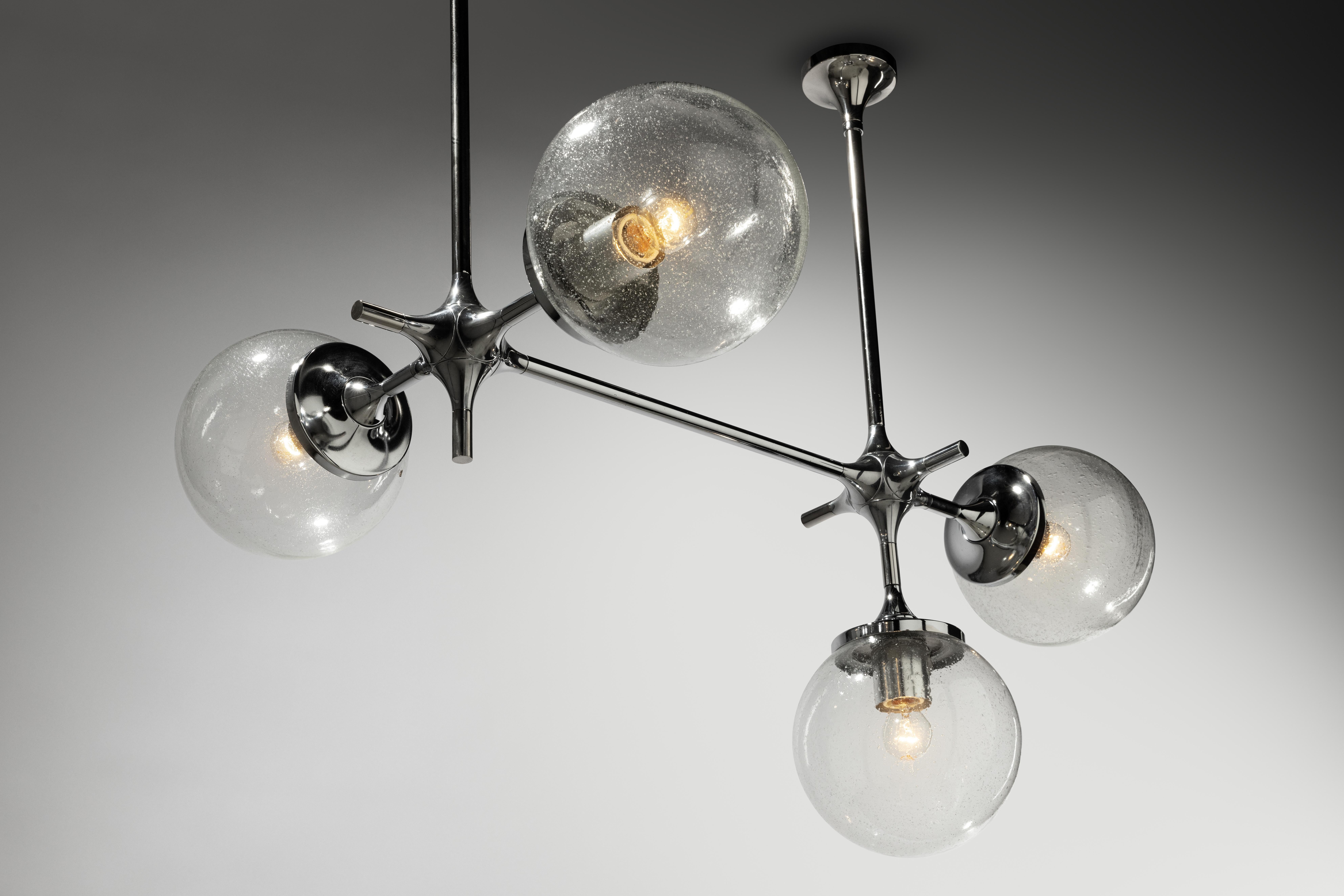 Original lighting installation - Stabwerkkugelleuchten from prestigious buildings of the former GDR.

 The modular system was designed for the 1976 opening of the‚ Palast der Republik‘ in East Berlin. More than 1000 glass spheres were here