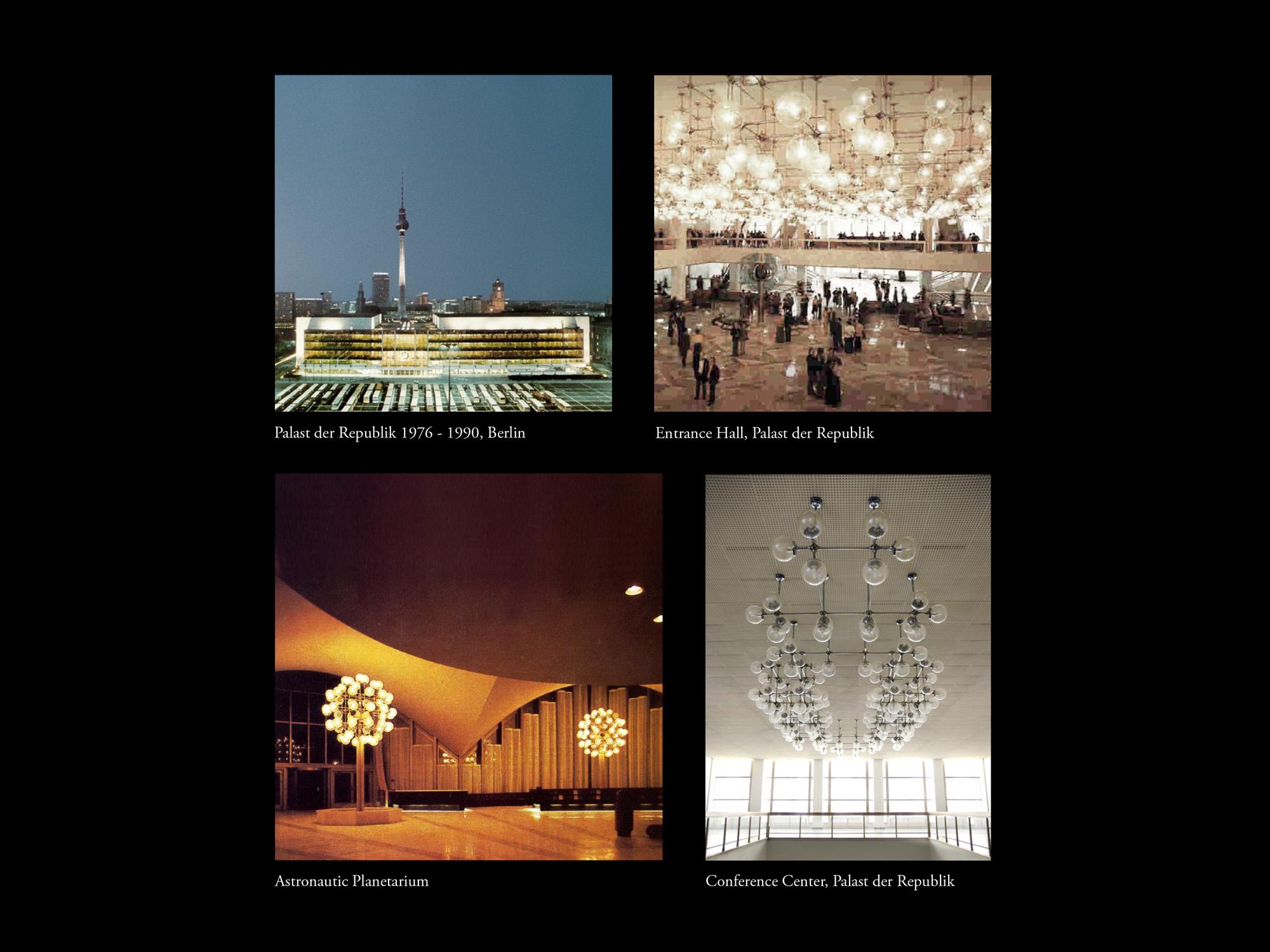 Late 20th Century Stabwerkkugelleuchten Palast der Republik, Module of 4 Spheres #25 of 25 For Sale