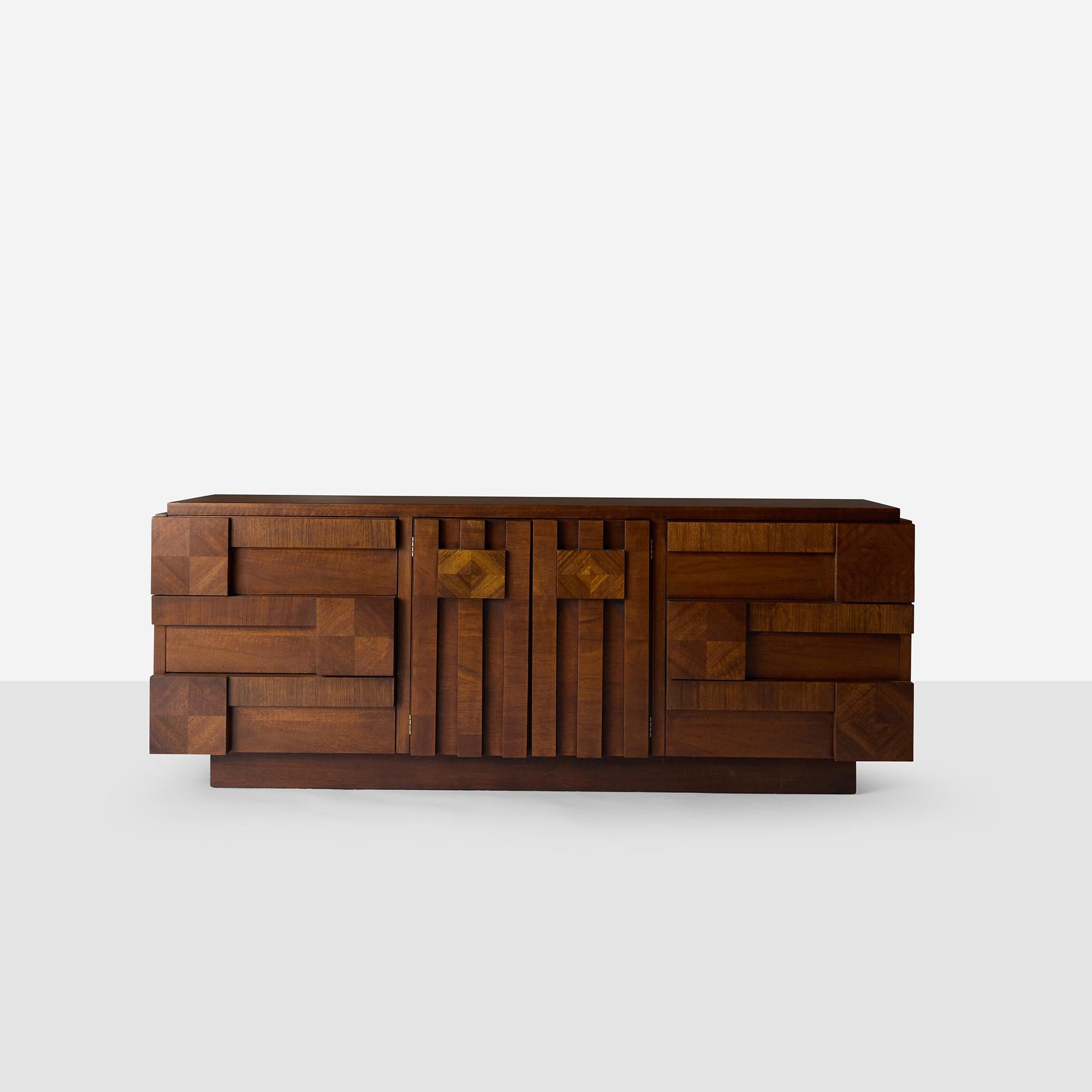 Staccato Brutalistische Kommode und Spiegel von Lane's im Angebot 3