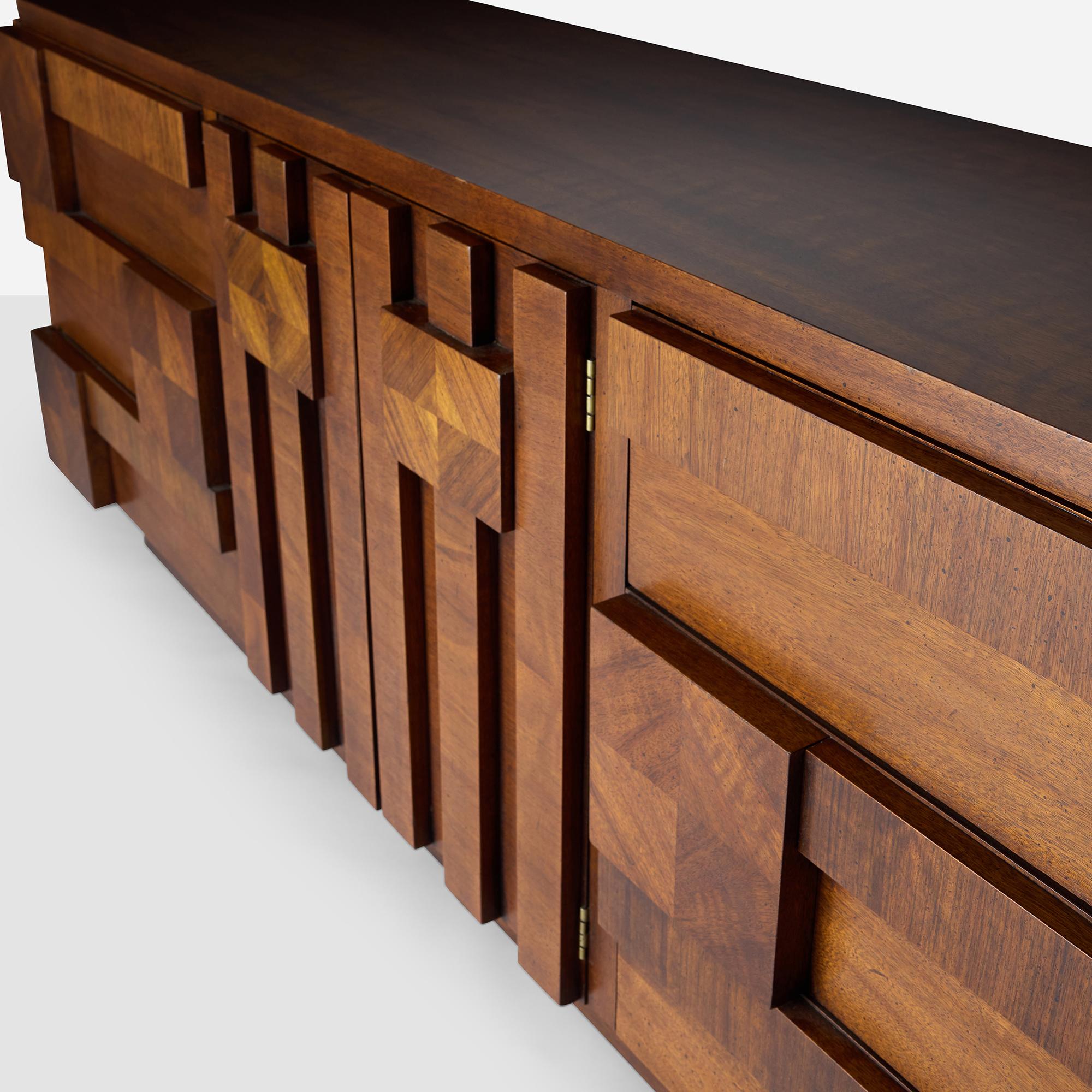 Staccato Brutalistische Kommode und Spiegel von Lane's im Angebot 6