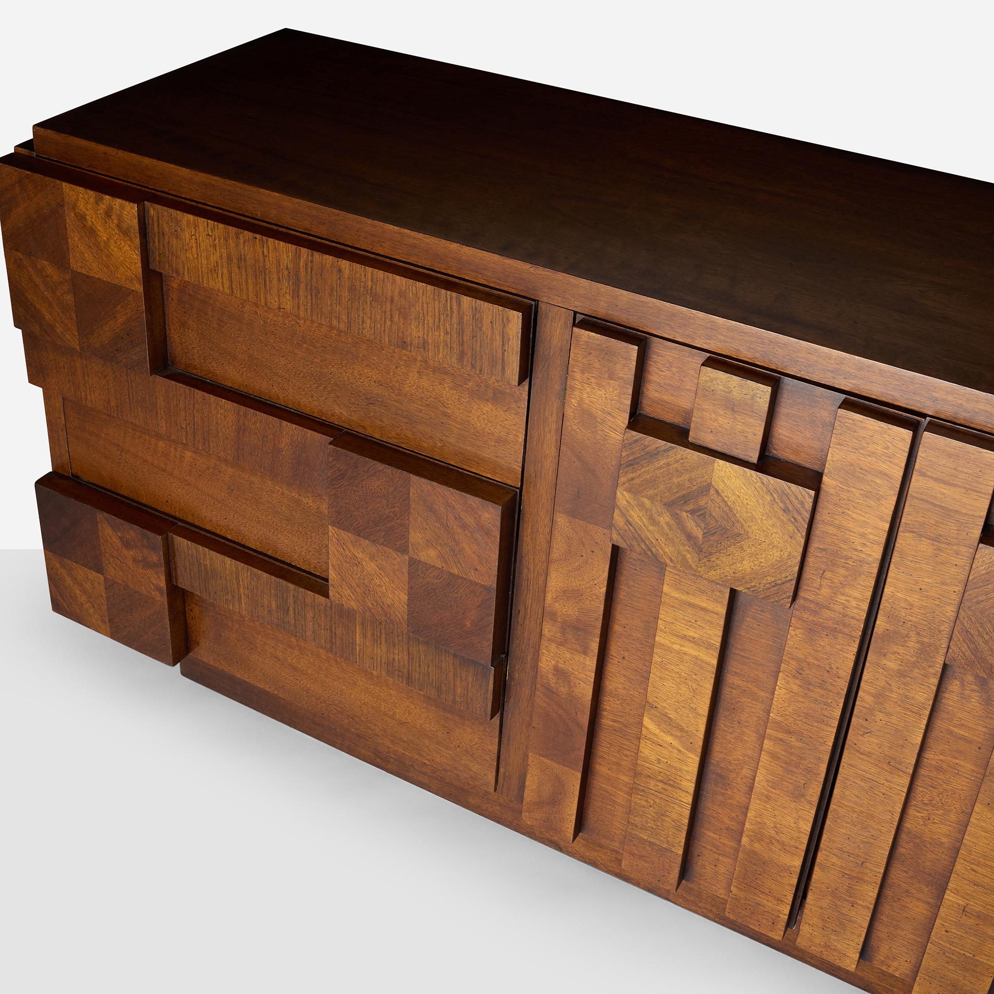 Staccato Brutalistische Kommode und Spiegel von Lane's im Angebot 7