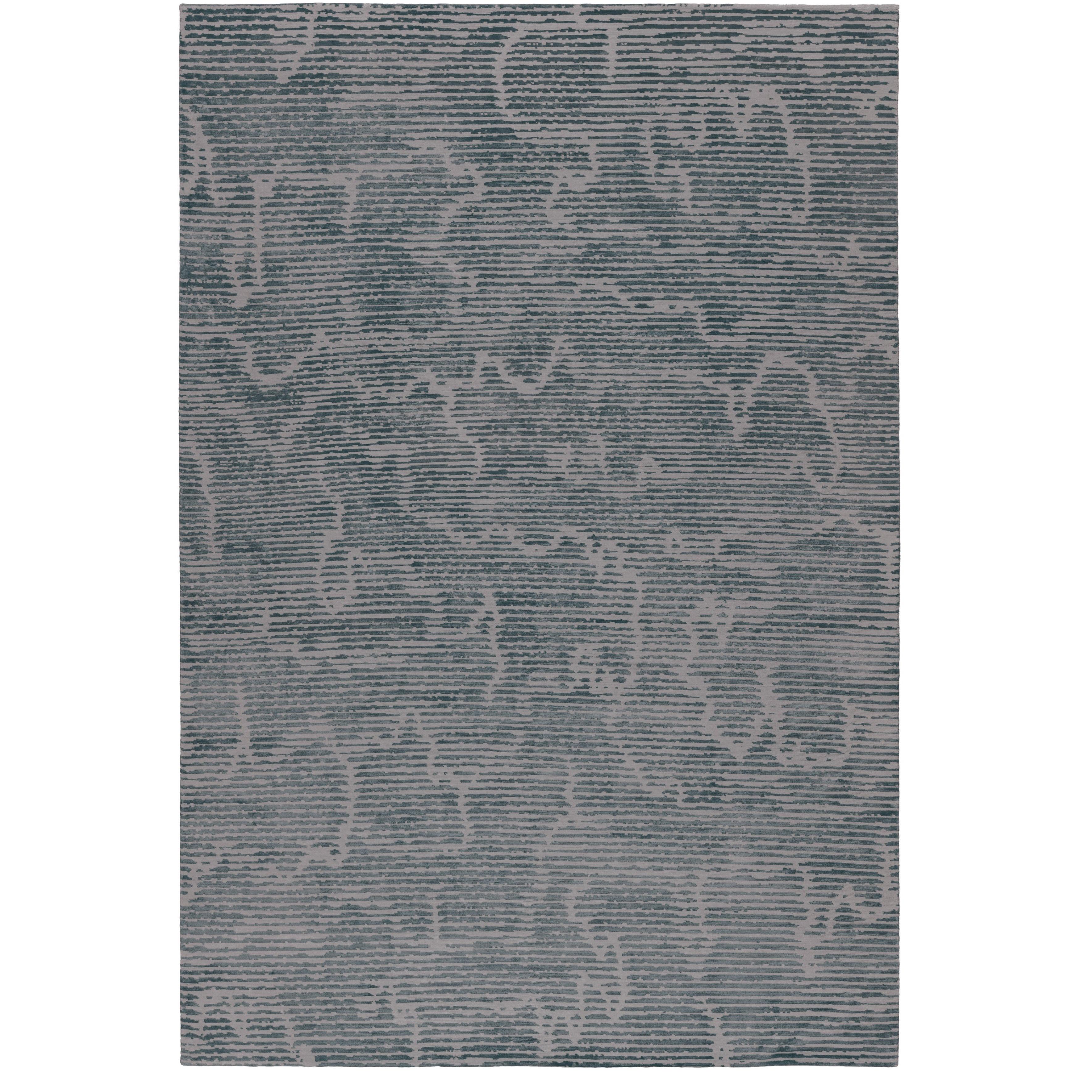 Staccato Steel Hand-Knotted 6x4 Rug in Wool and Silk by Kelly Wearstler