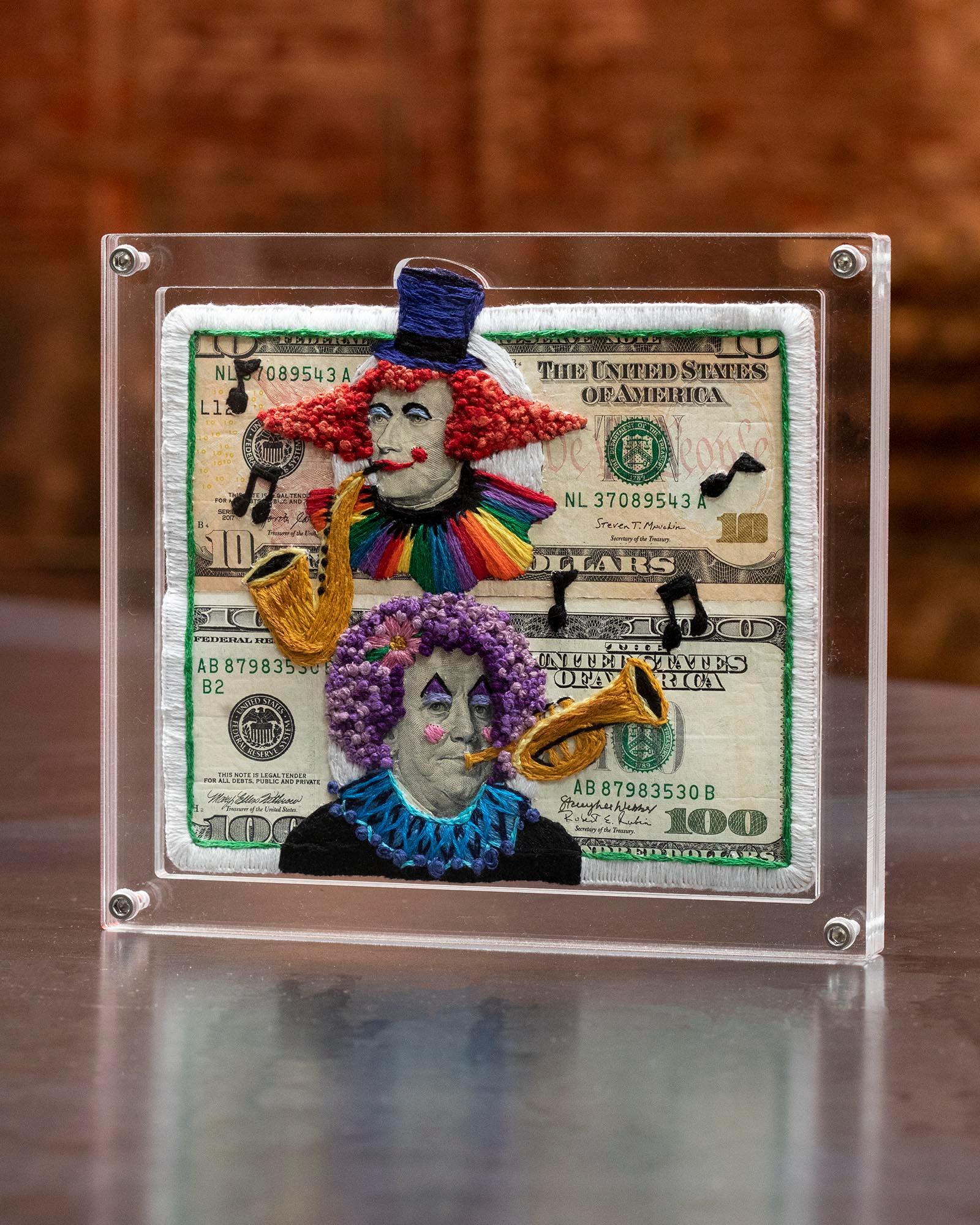 Musical Clowns - Contemporary Mixed Media Art by Stacey Lee Webber