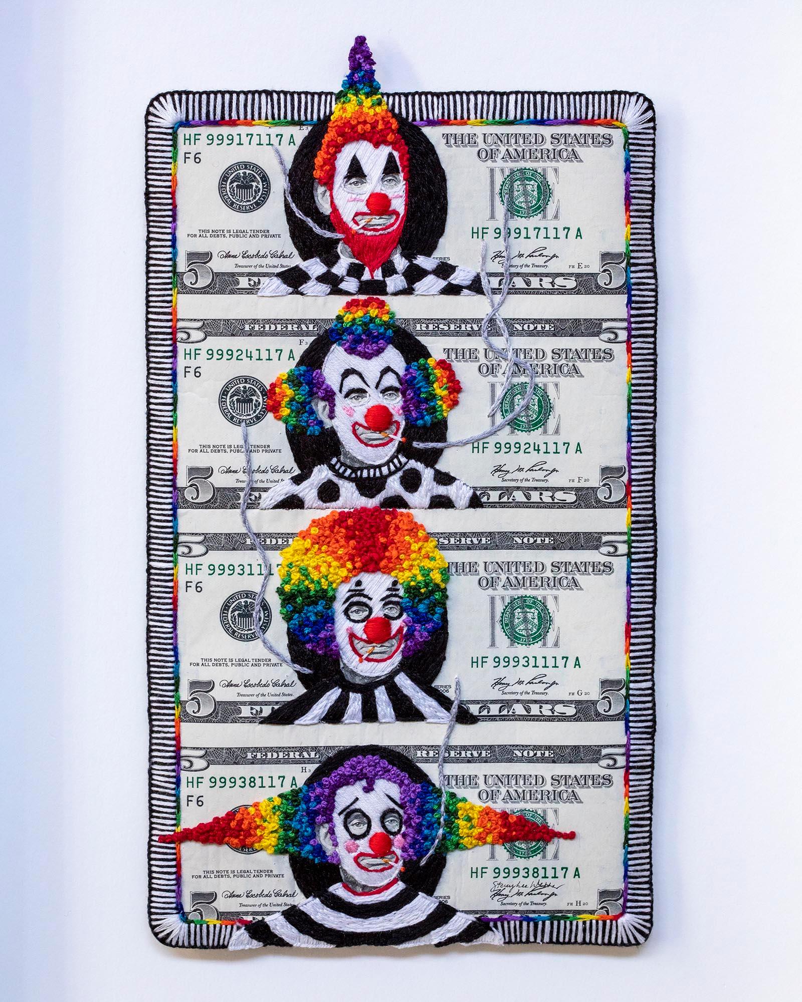 Uncut: Rainbow Clown Troupe - Contemporary Mixed Media Art by Stacey Lee Webber