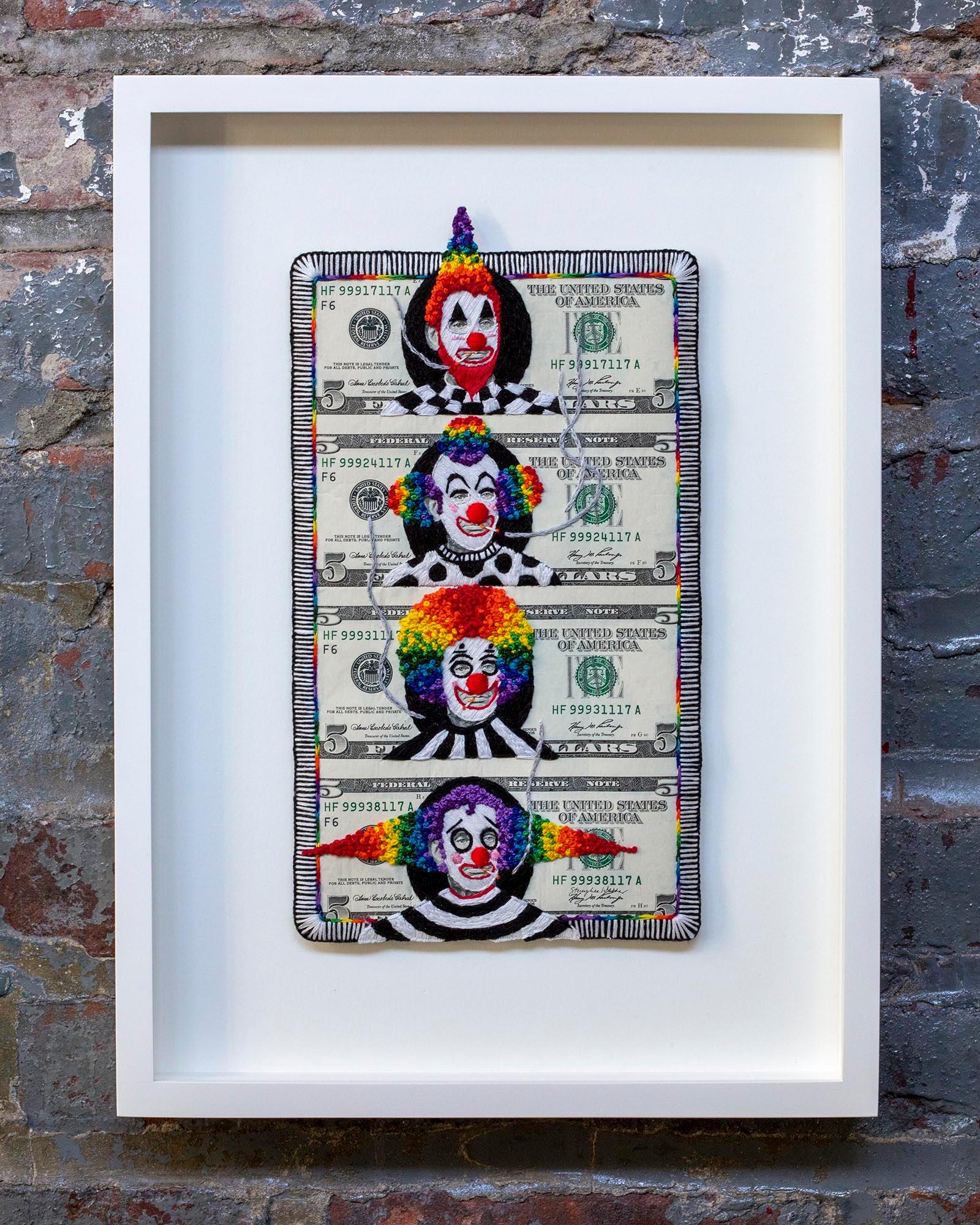 Uncut: Rainbow Clown Troupe - Mixed Media Art by Stacey Lee Webber