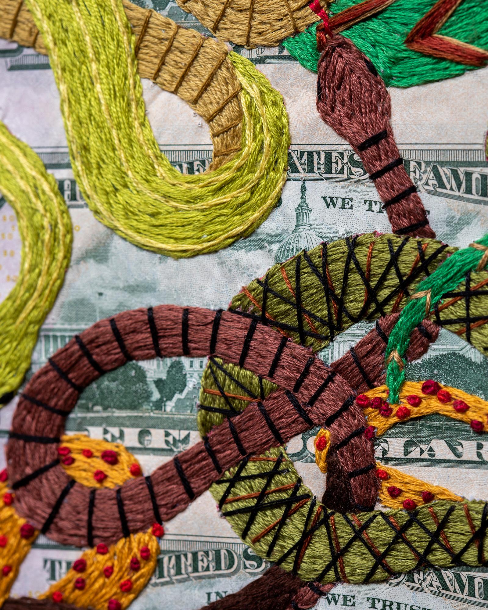  Stacey Lee Webber

Uncut US Capital Snakes

15.75” x 17.5”

hand stitched paper currency

2022