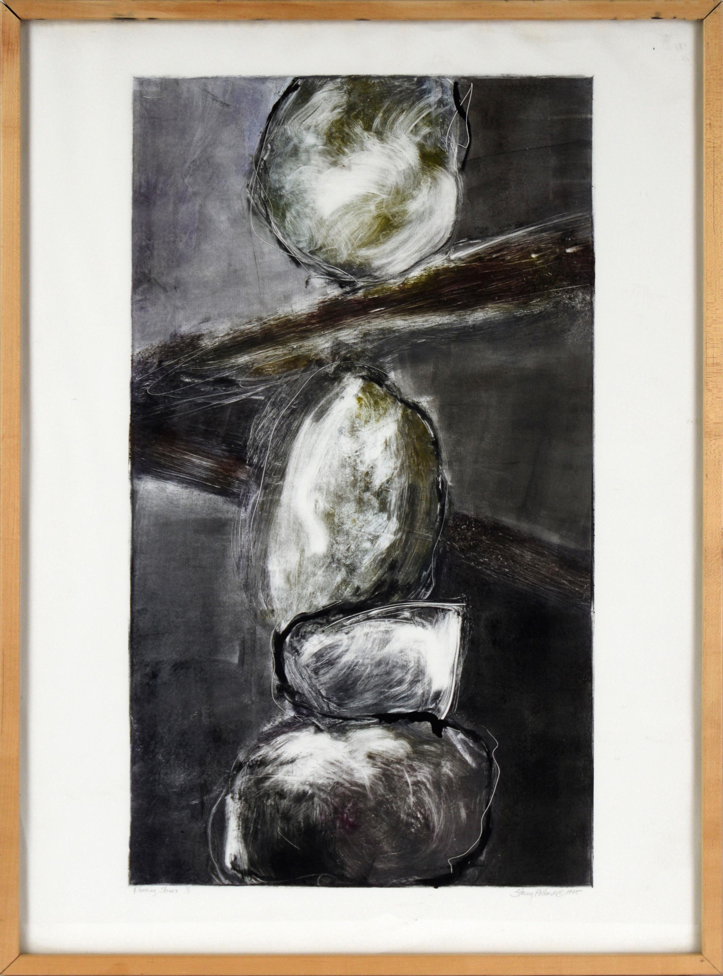 Abstract Print de Stacey Pollard - "Piedras flotantes" Monocopia en tinta sobre papel grueso