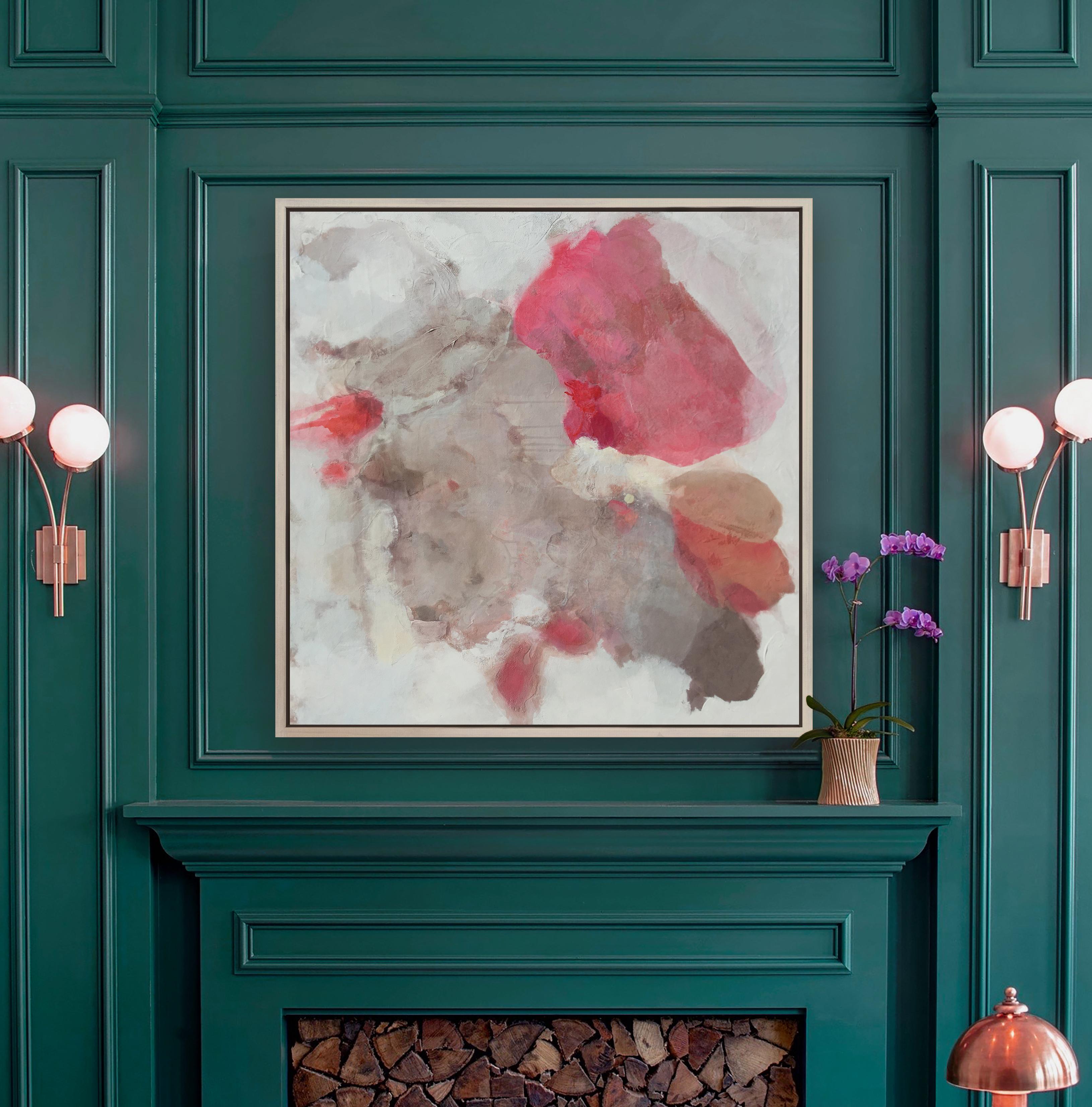 All That She Touches, Original gerahmt Contemporary Abstract Mixed Media Painting (Beige), Abstract Painting, von Stacey Warnix