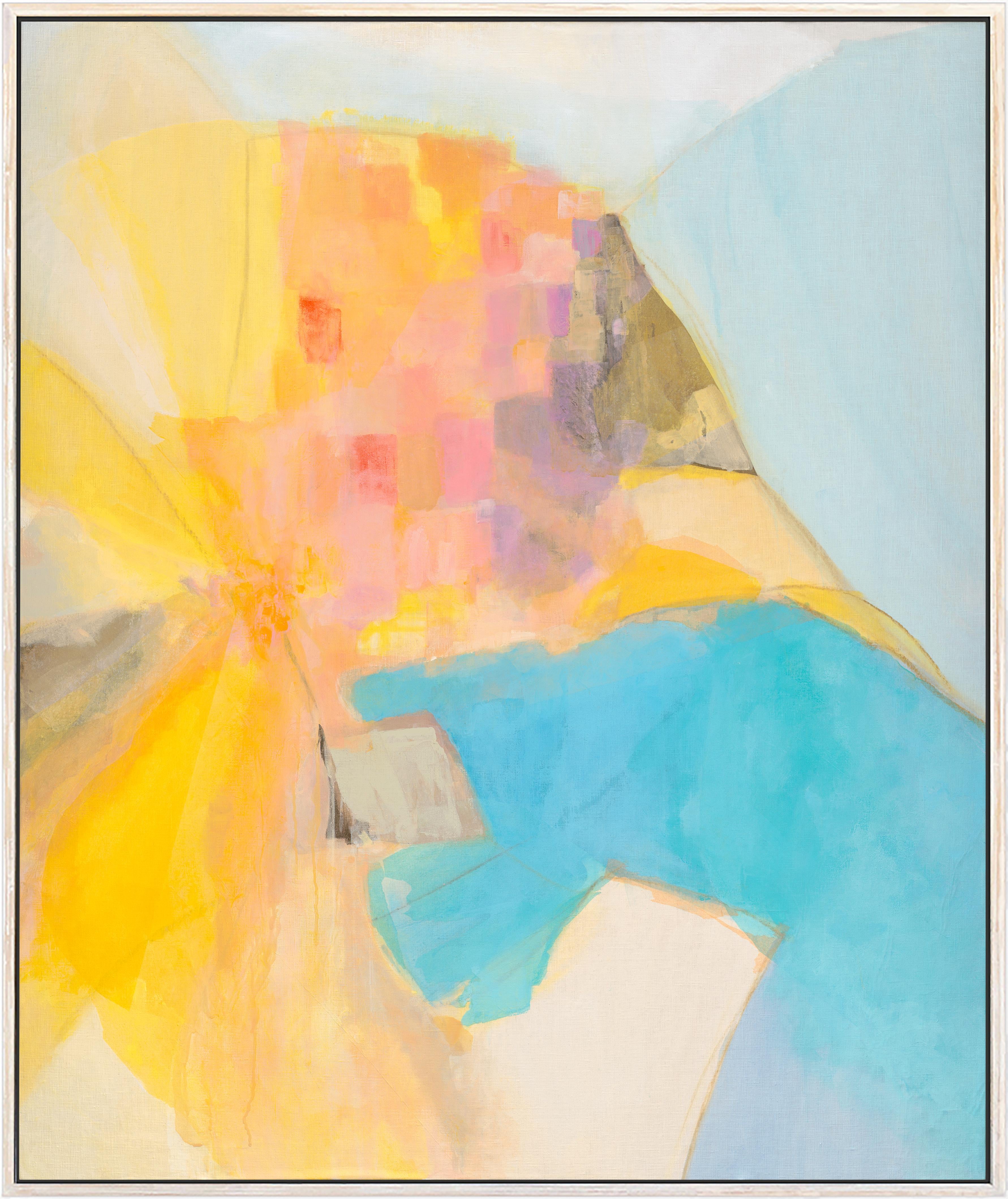 Stacey Warnix Abstract Painting - Manarola, Original Framed Contemporary Colorful Abstract Mixed Media Painting