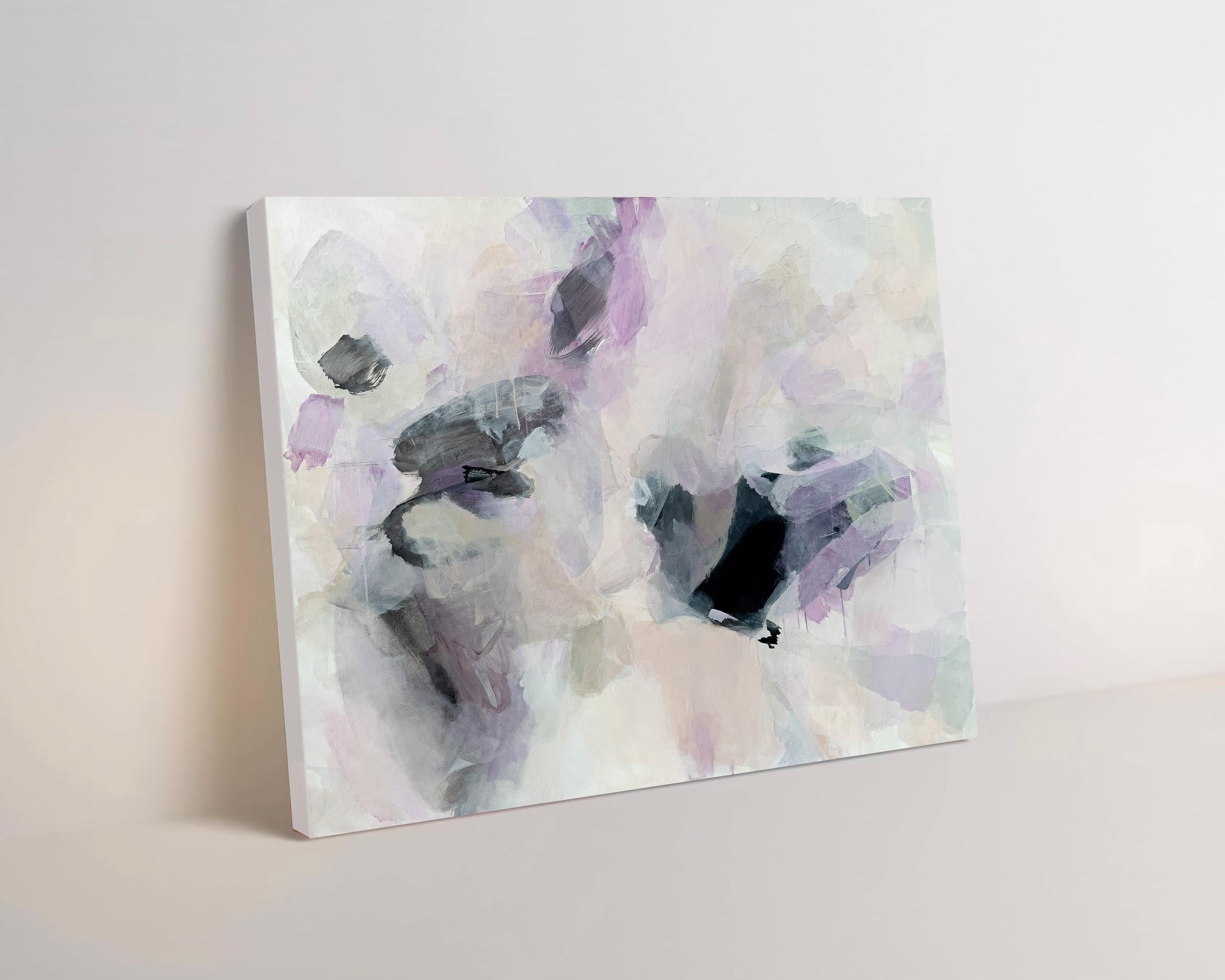 Your Flowers Have Faded, Original Contemporary Abstract Mixed Media Painting - Gray Landscape Painting by Stacey Warnix