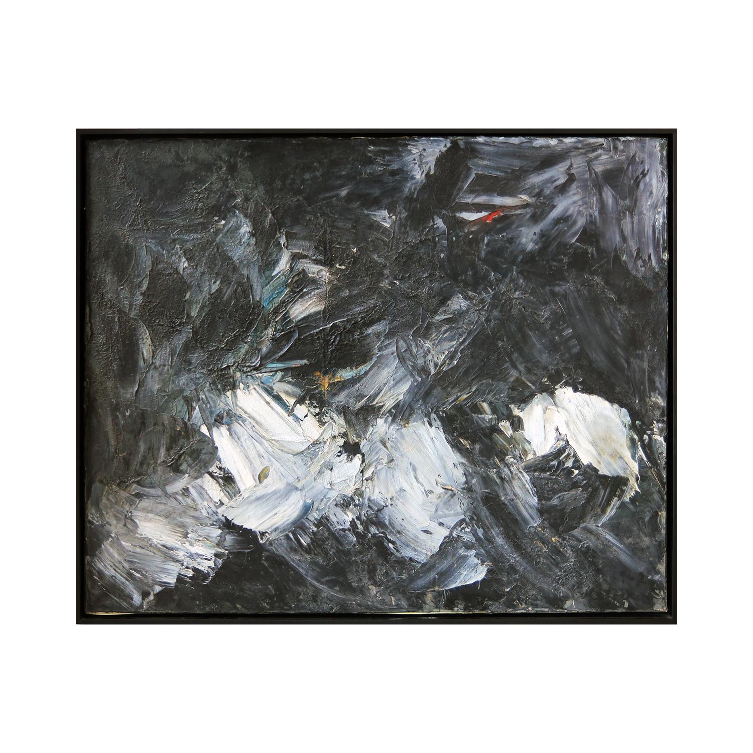 Peinture expressionniste abstraite en noir et blanc - Painting de Stacha Halpern