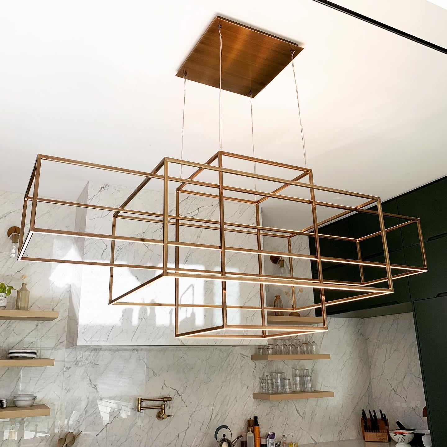 Hand-Crafted STACK Chandelier, Linear LED For Sale